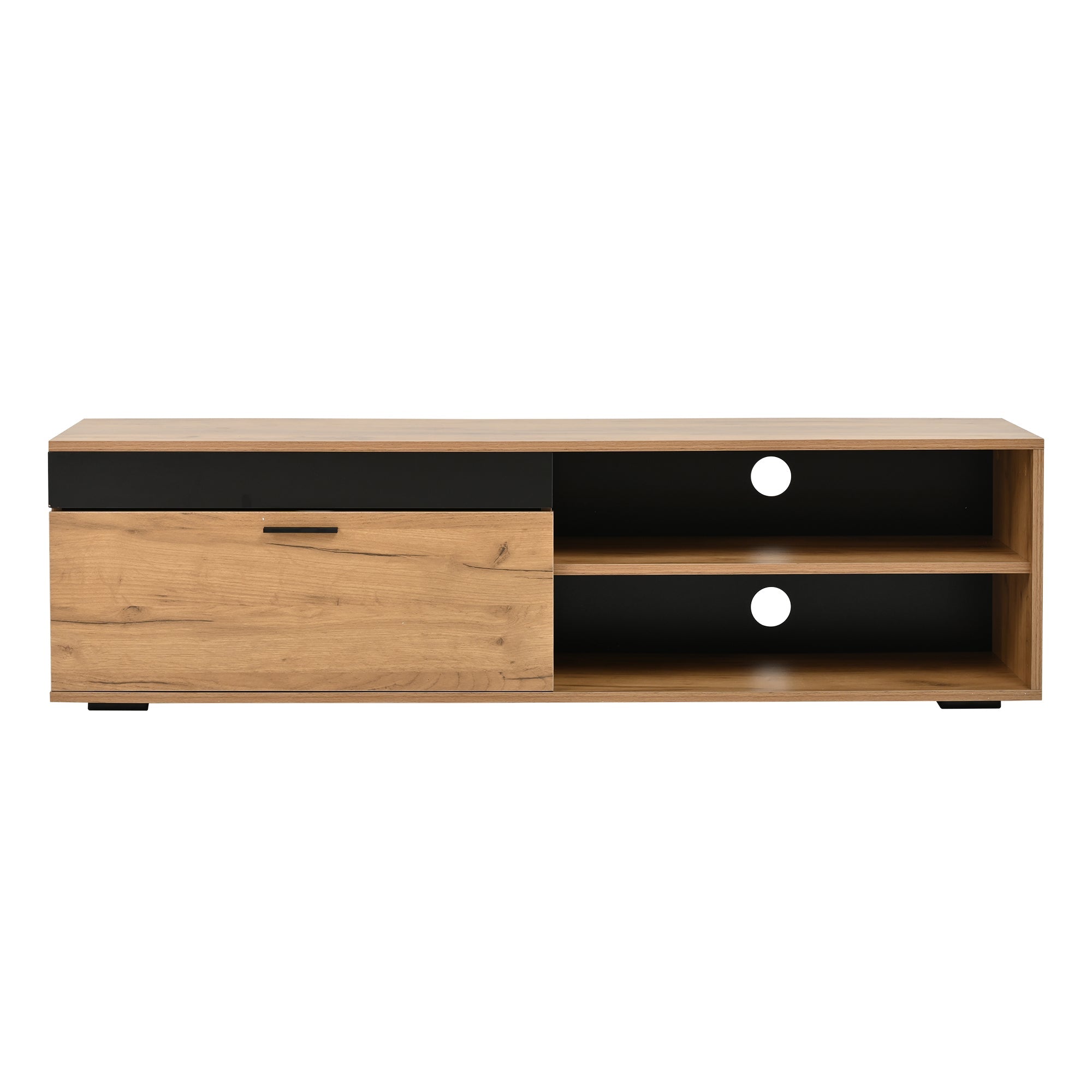 Logidon TV wandmeubelset 140 cm driedelig hout zwart