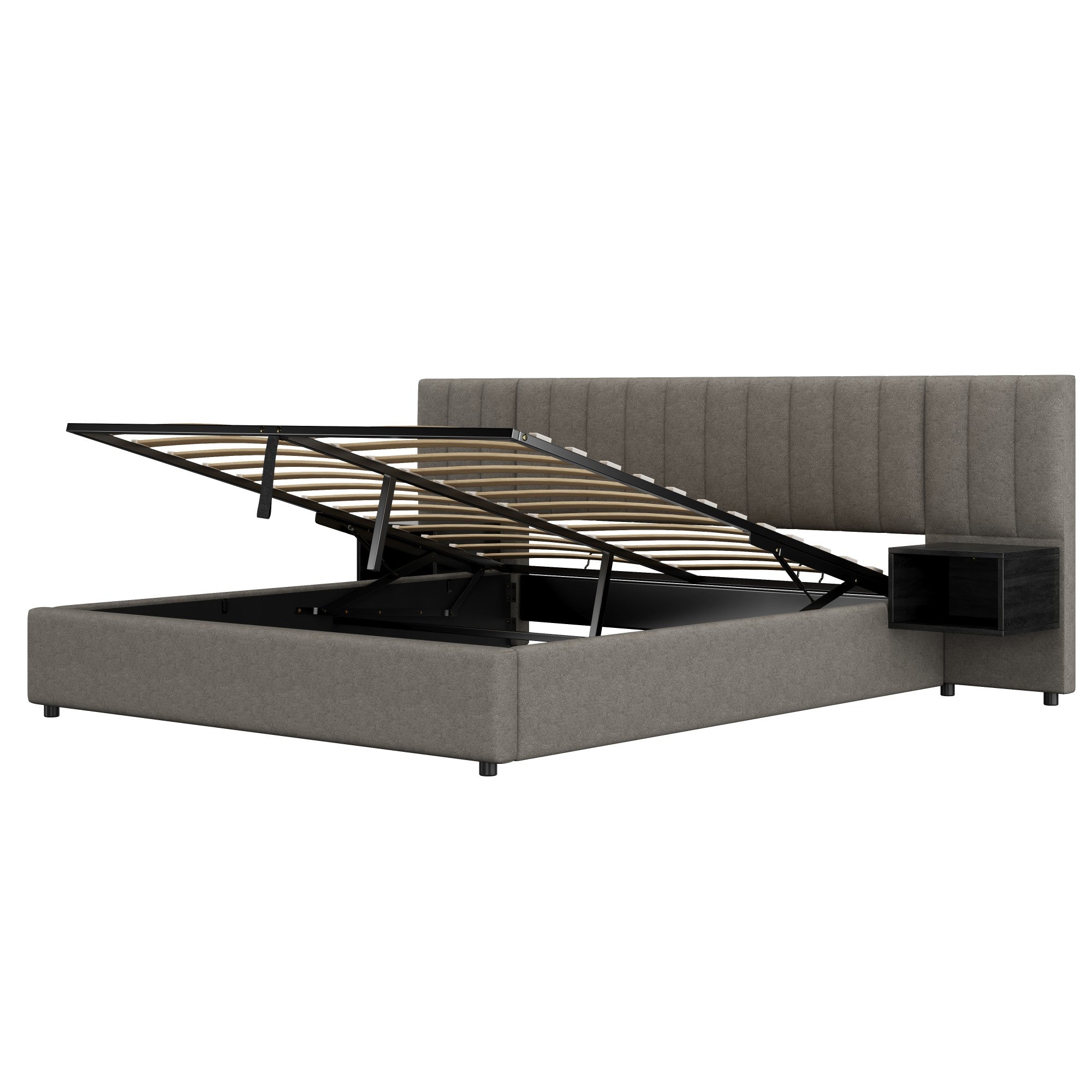 Logidon gestoffeerd bed 180x200 cm grijs zwart met twee nachtkastjes