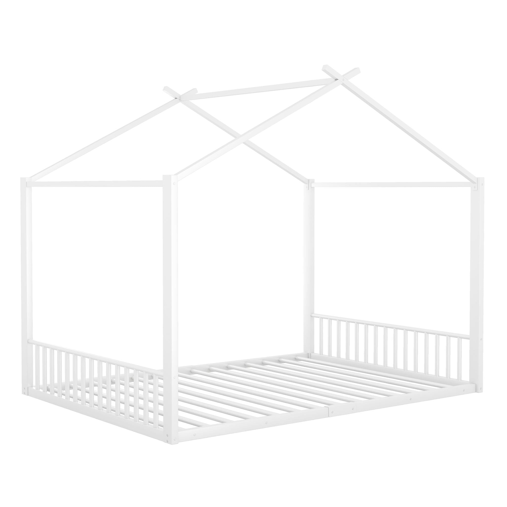 Logidon gestoffeerd bed 140x200 cm zonder matras Wit ijzeren framebed
