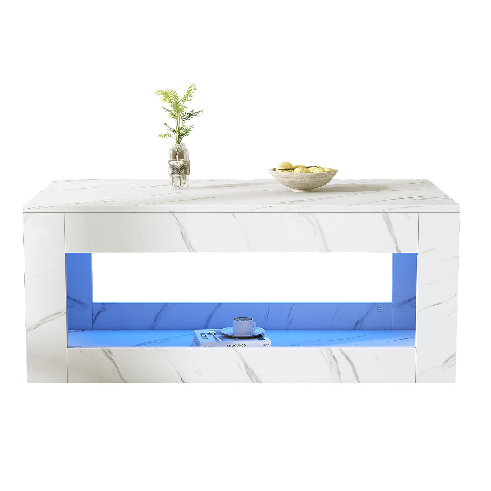 Logidon LED salontafel wit hoogglans marmer effect met afstandsbediening