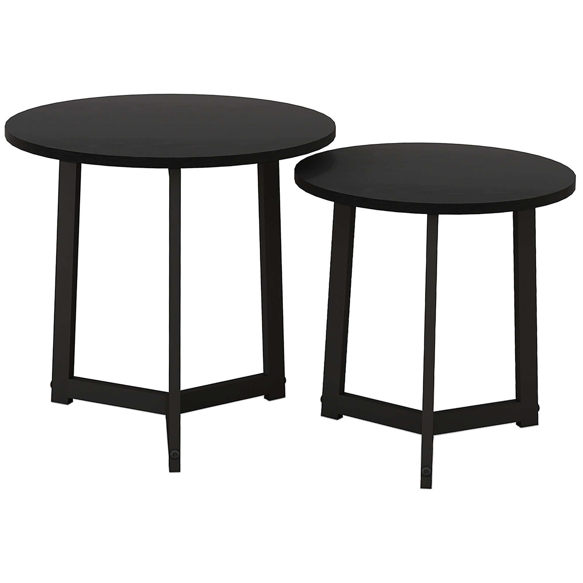 Logidon Set van 2 ronde salontafels Zwart staal MDF