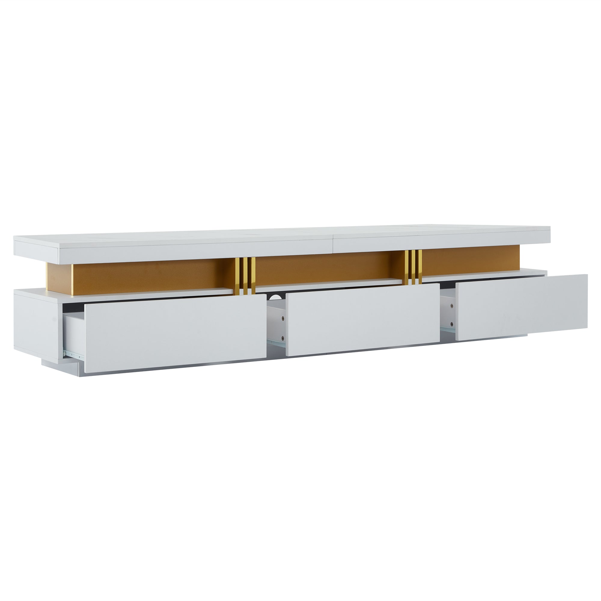 Logidon TV-meubel 200 cm marmerlook drie lades kabelmanagement