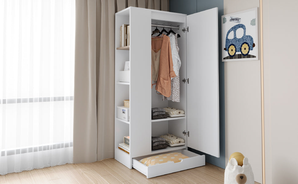 Logidon kledingkast 70x40x170 centimeter enkele deur planken wit
