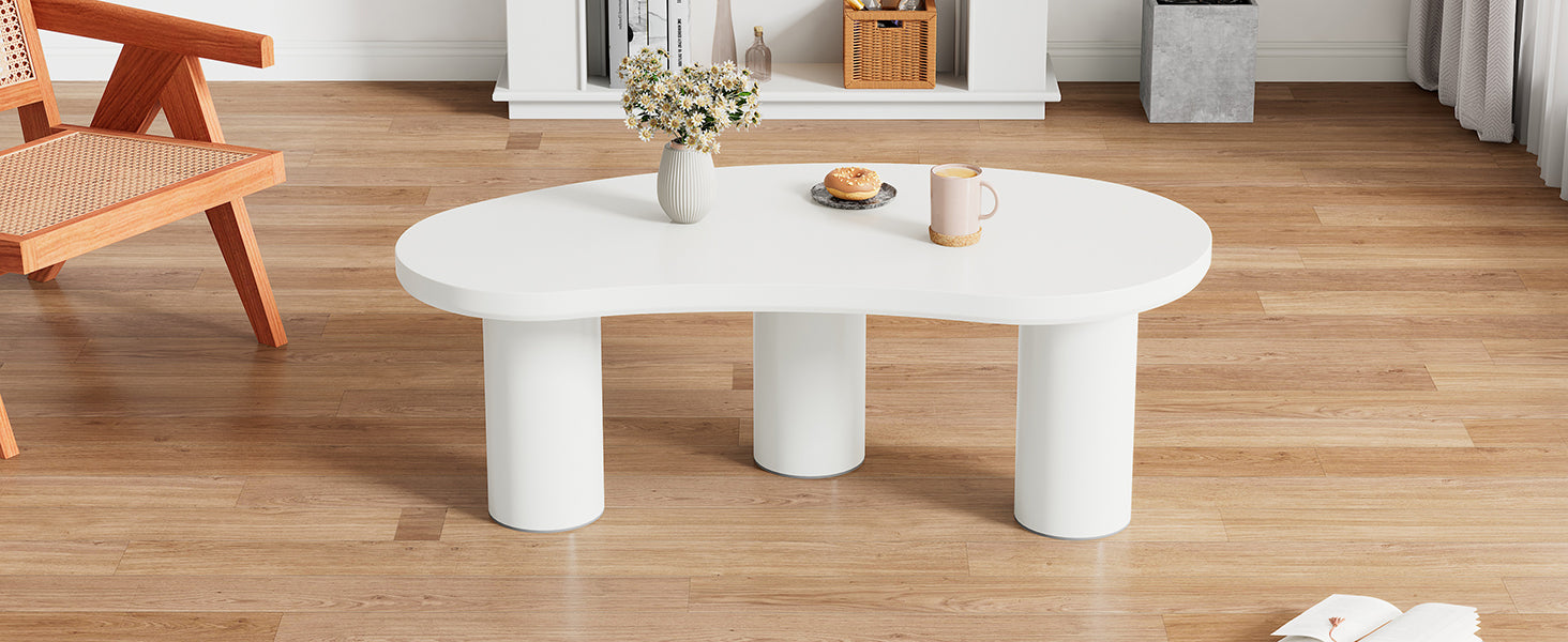 Logidon Witte halve maan salontafel 107x57x40,5 cm MDF en PVC