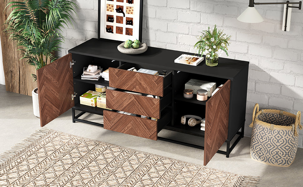 Logidon dressoir 145x40x67 Moderne ladekast 3 laden 2 deuren
