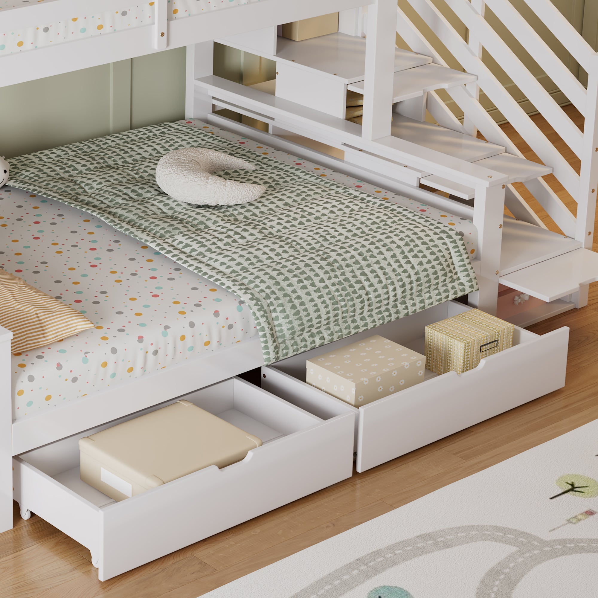 Logidon stapelbed kinderbed wit 90x200 en 140x200 met dakdesign
