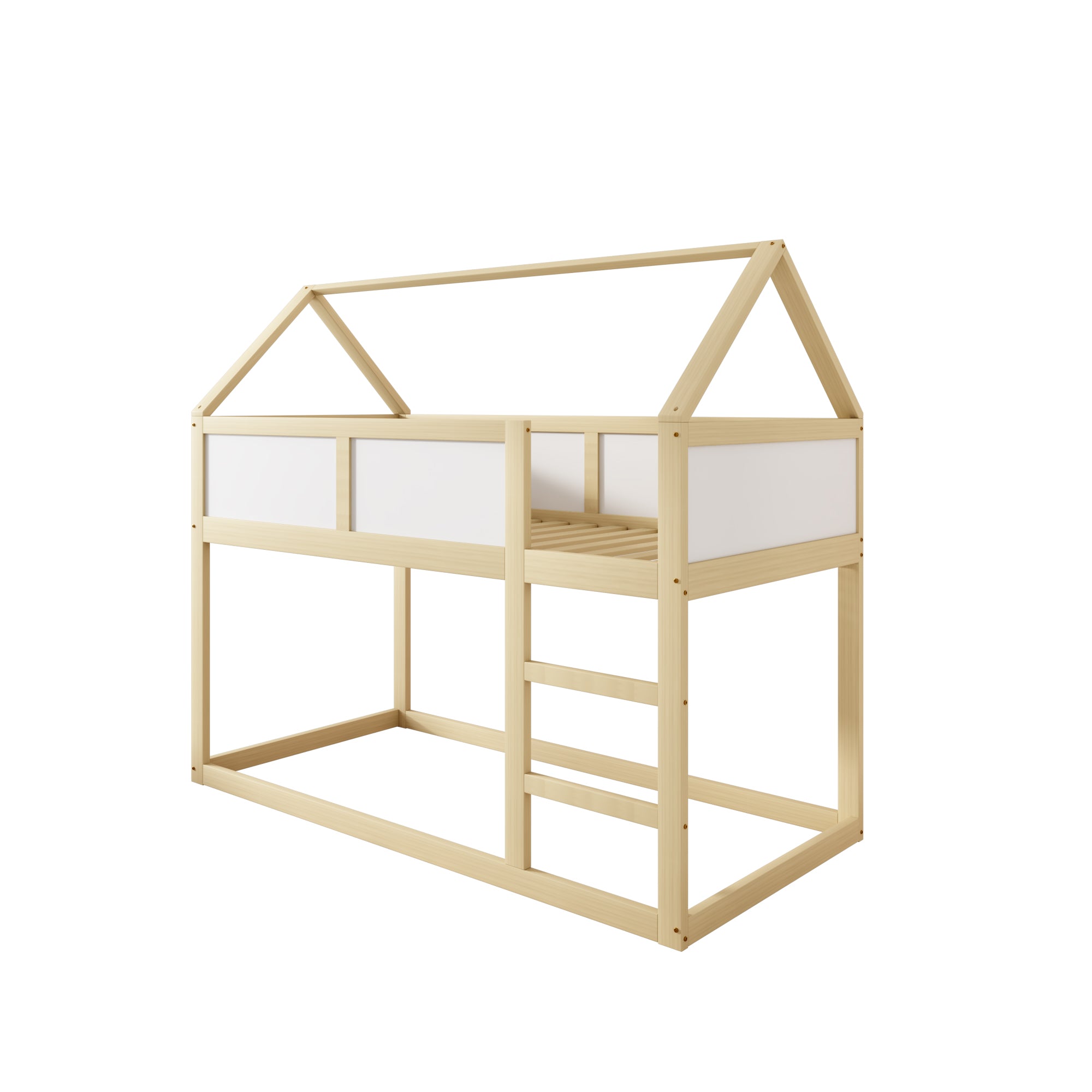Logidon stapelbed kinderbed 90x200 cm lage hoogslaper met trap beige