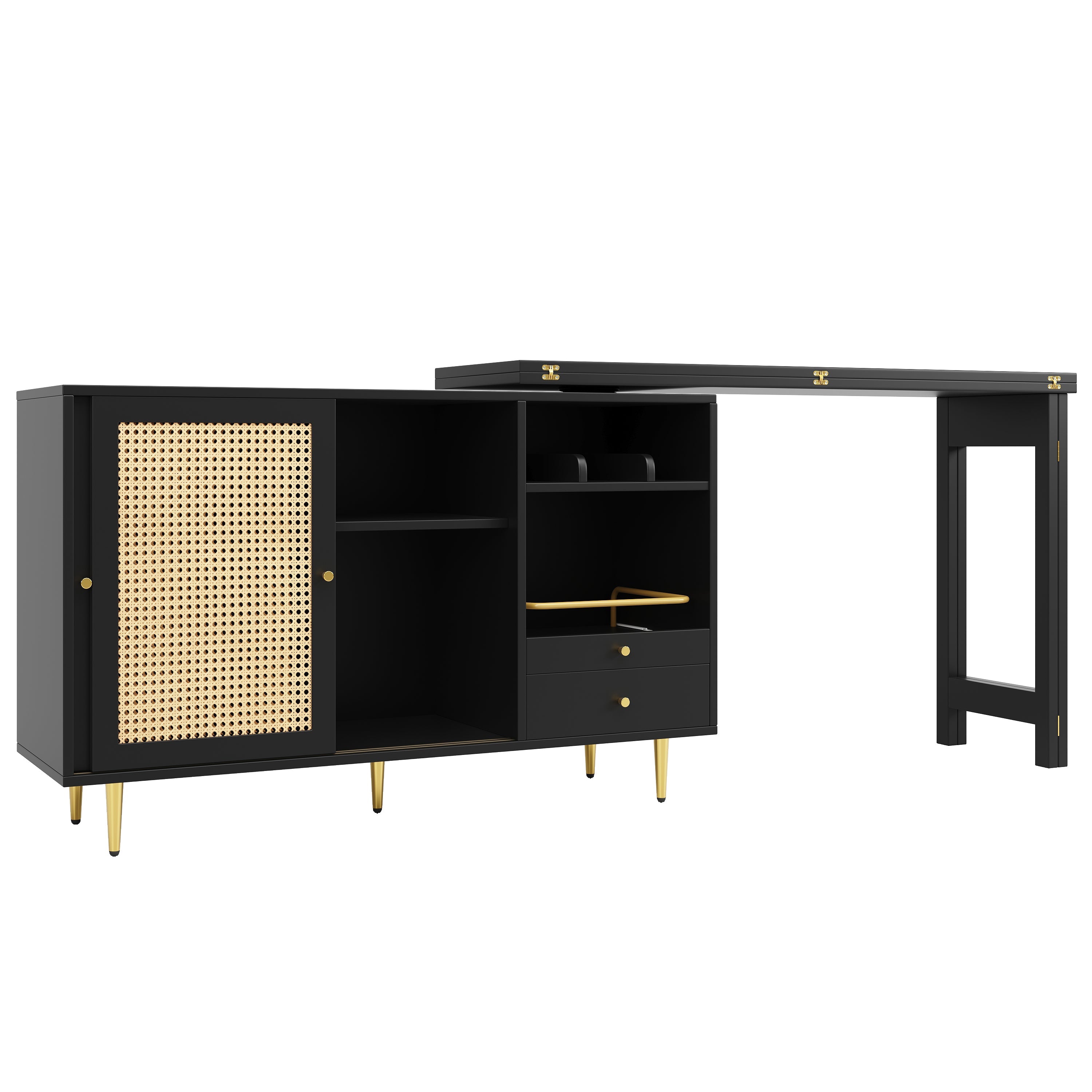 Logidon 360 graden draaibare bartafel met rotan deuropbergruimte zwart
