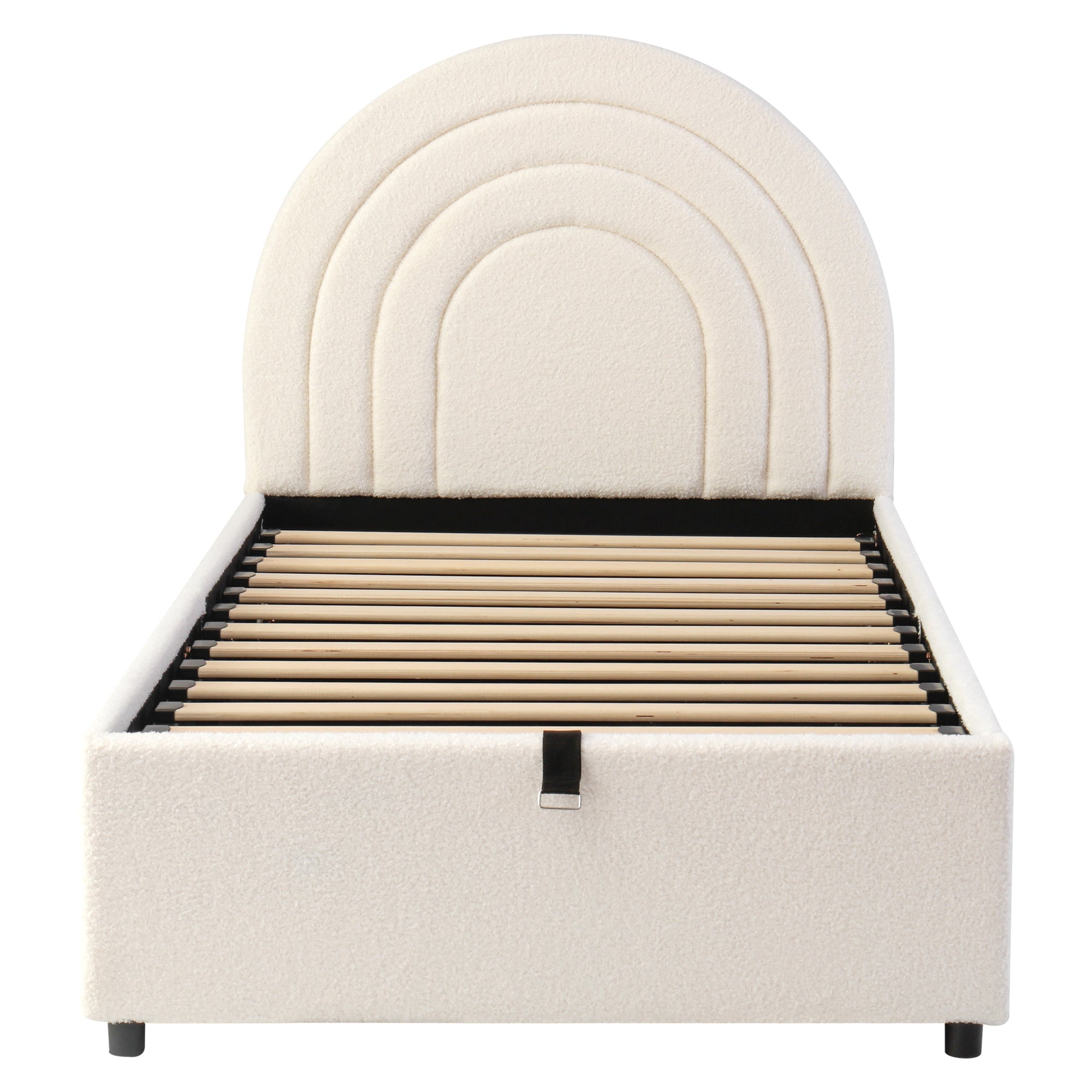 Logidon kinderbed 90x200 beige bouclé hoofdbord lattenbodem
