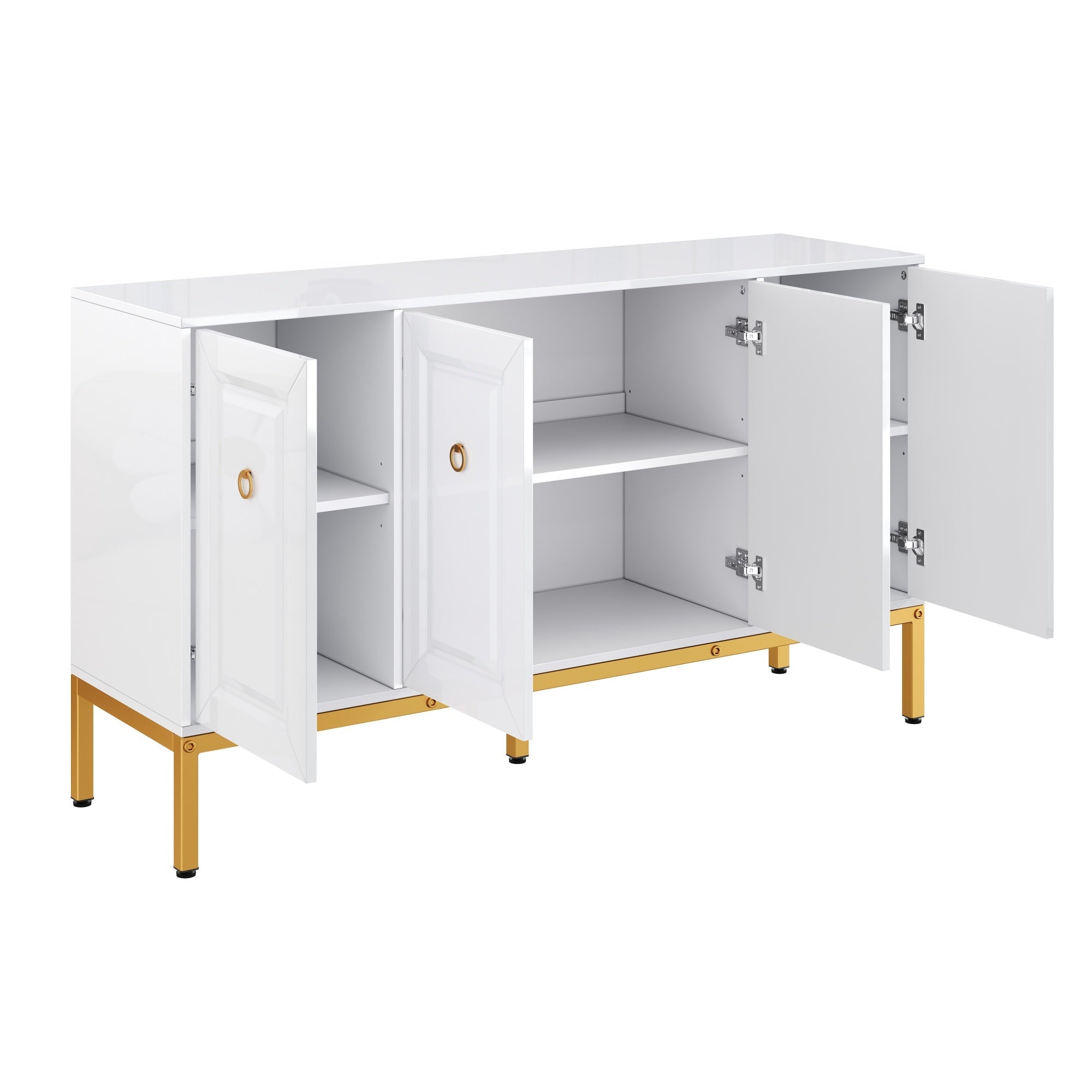 Logidon dressoir hoogglans wit 140x80x40 cm gouden handgrepen