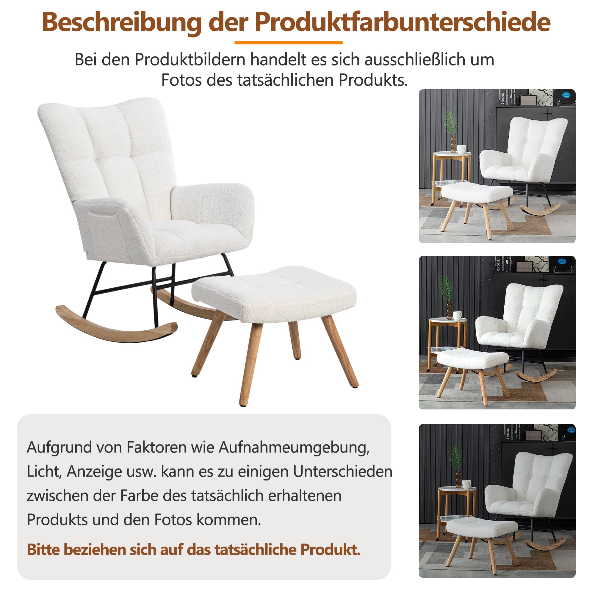 Logidon Ergonomische Witte Schommelstoel Met Voetenbank Hoogte 92 cm