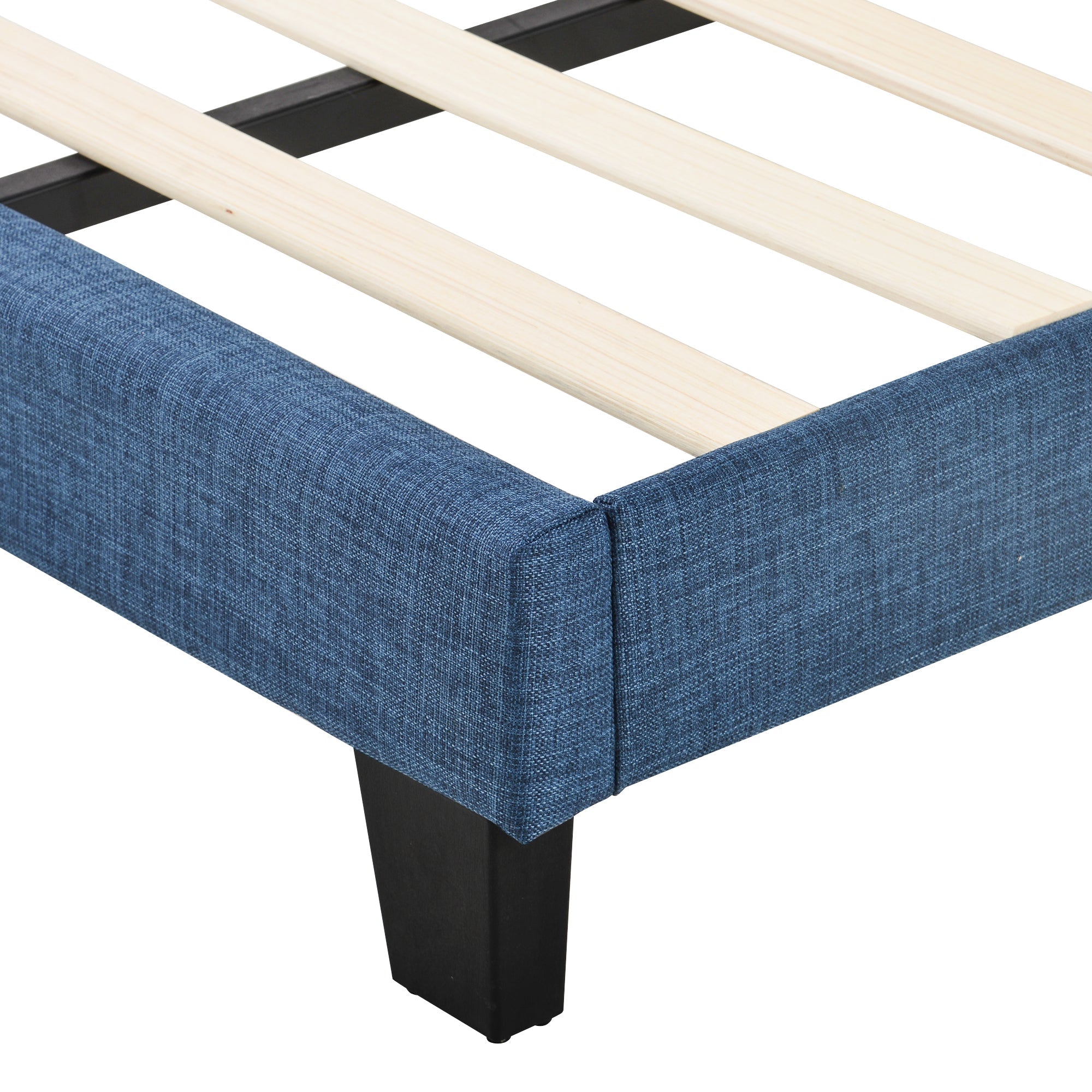 Logidon gestoffeerd bed 140x200 cm blauw linnen gecapitonneerd hoofdeinde