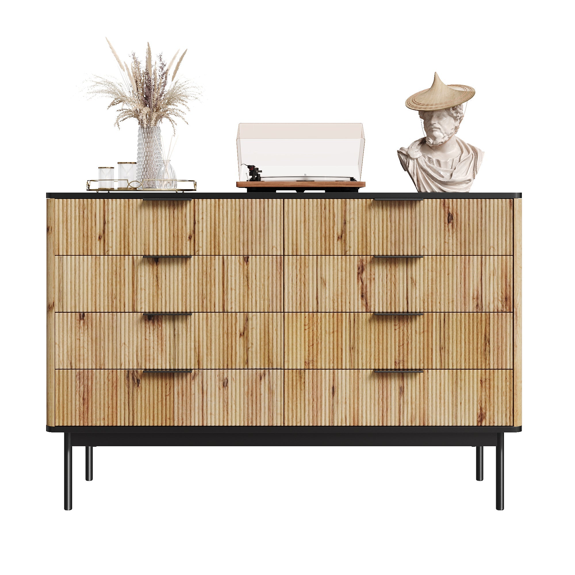 Logidon Modern dressoir 120x39,5x80 9 laden natuurlijke houtlook