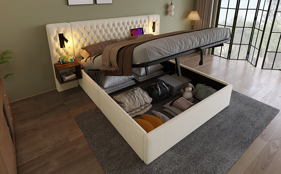 Logidon bedsysteem beige 160x200 cm hydraulisch opbergmatras