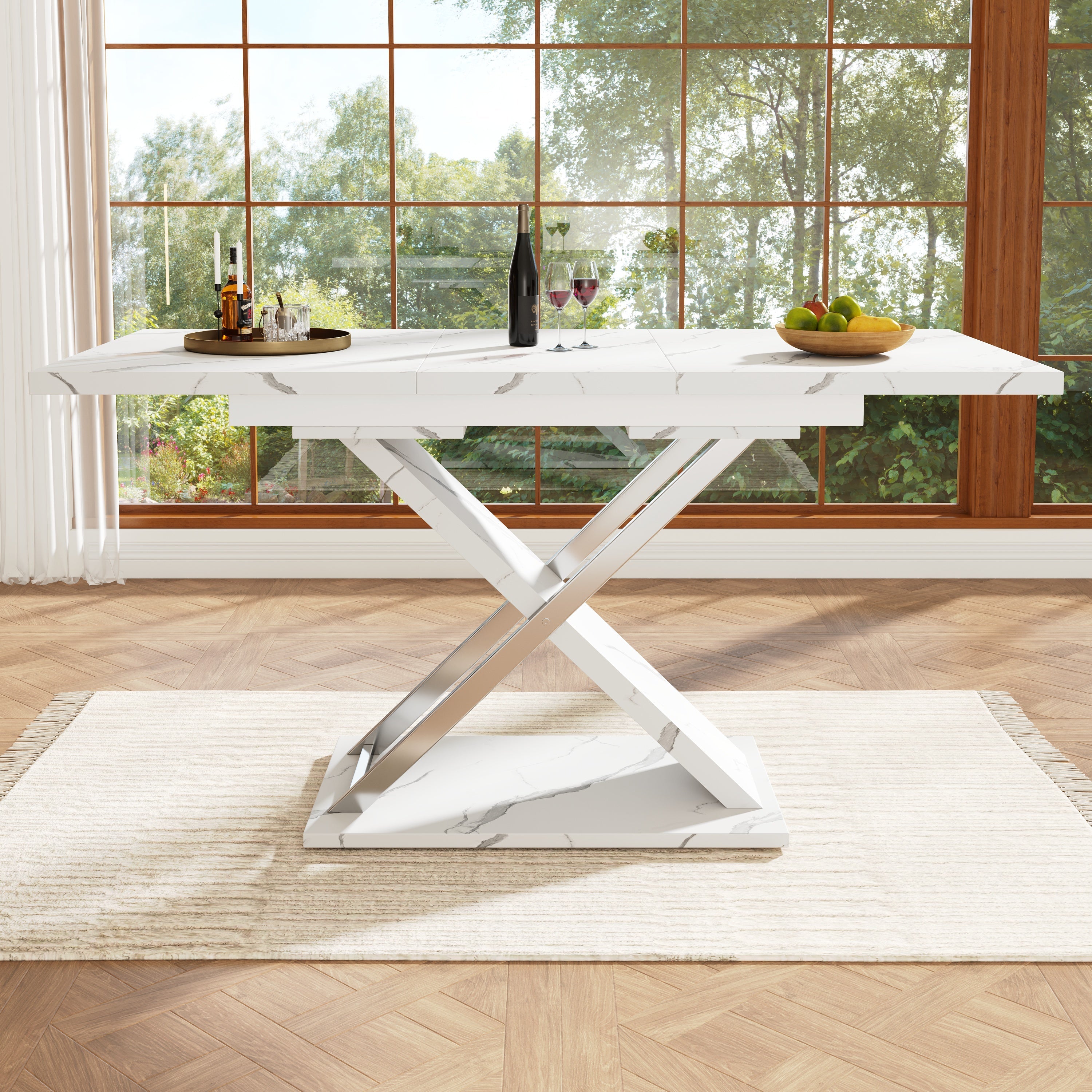 Logidon Uitschuifbare eettafel wit 118-157 cm met gekruiste poten
