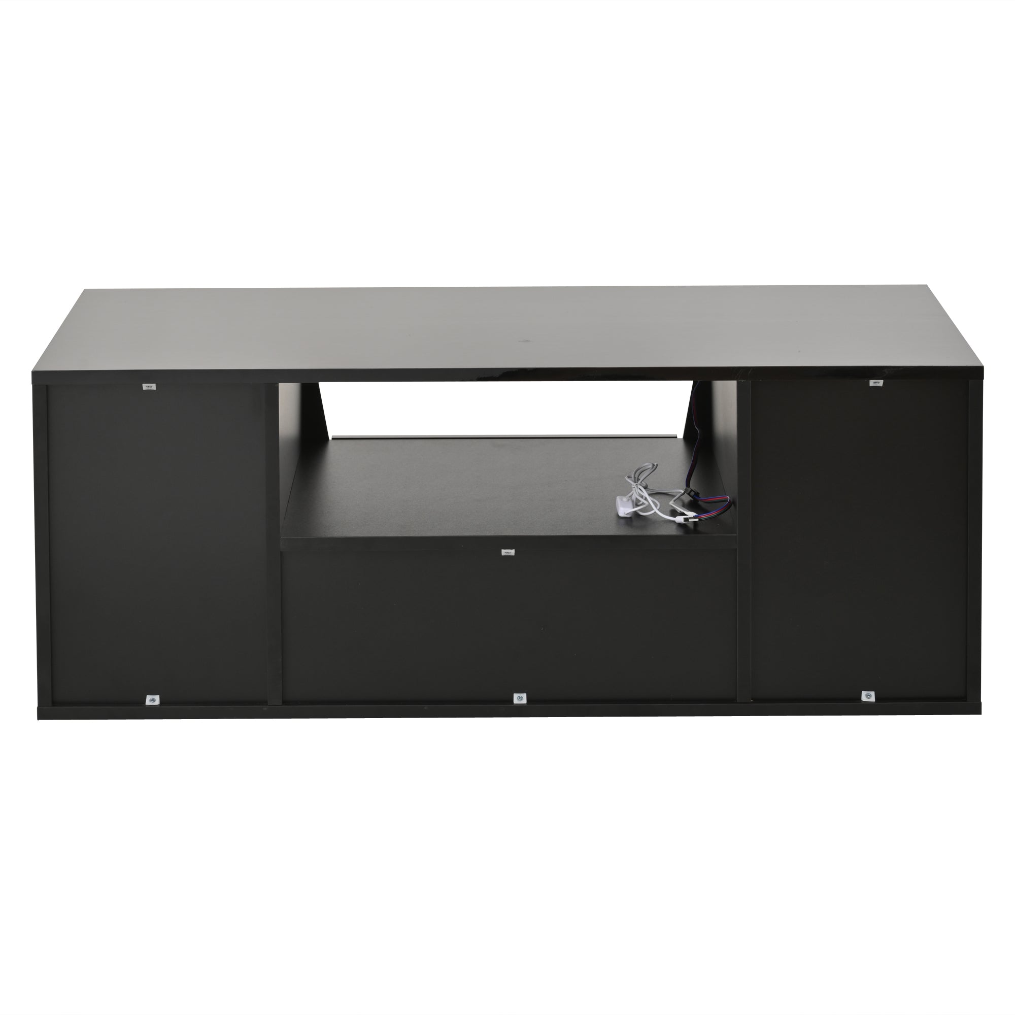 Logidon coffee table 100x50x40 cm black with LED 2 cabinets 1 drawer