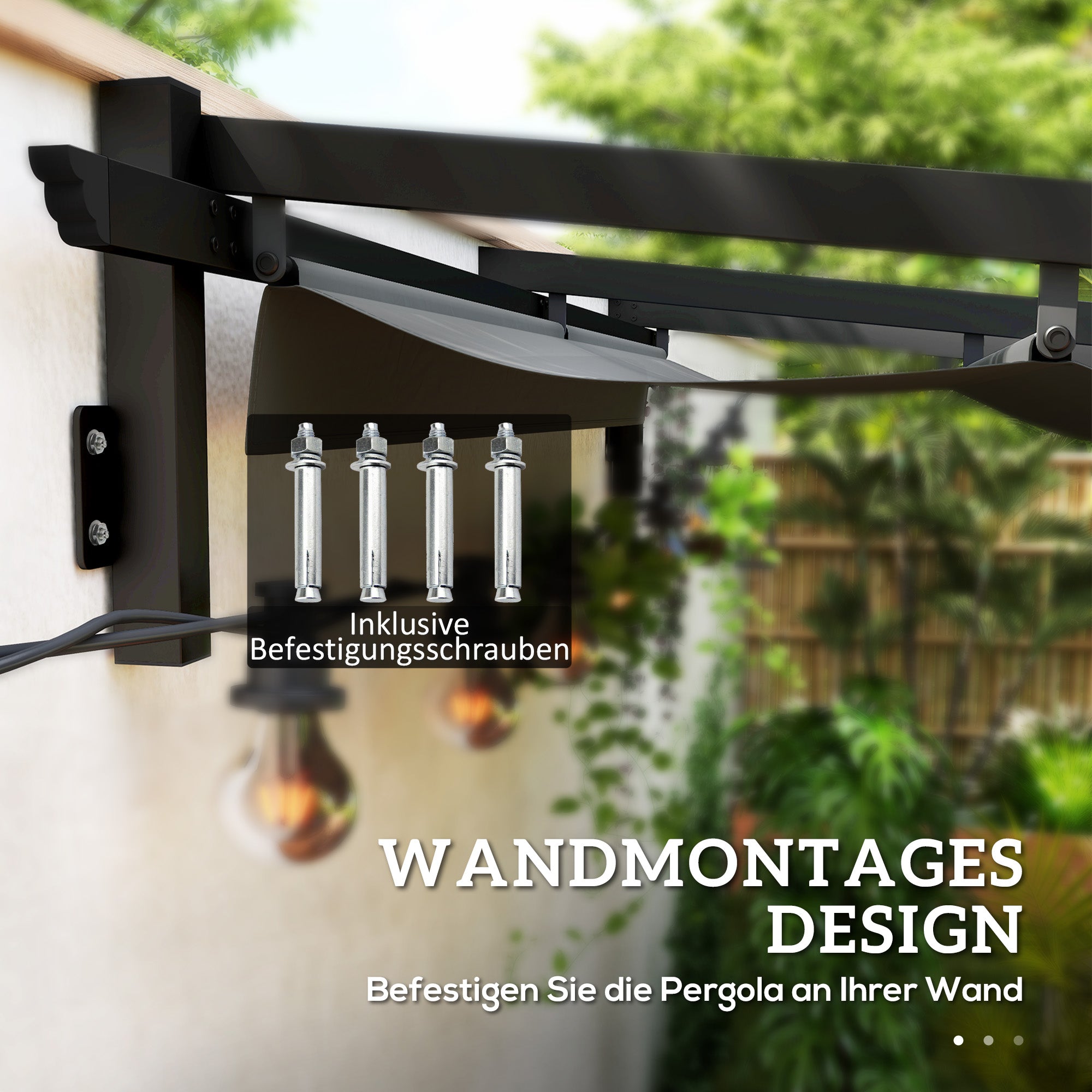 Logidon terrasoverkapping pergola 3x3m donkergrijs verstelbaar dak