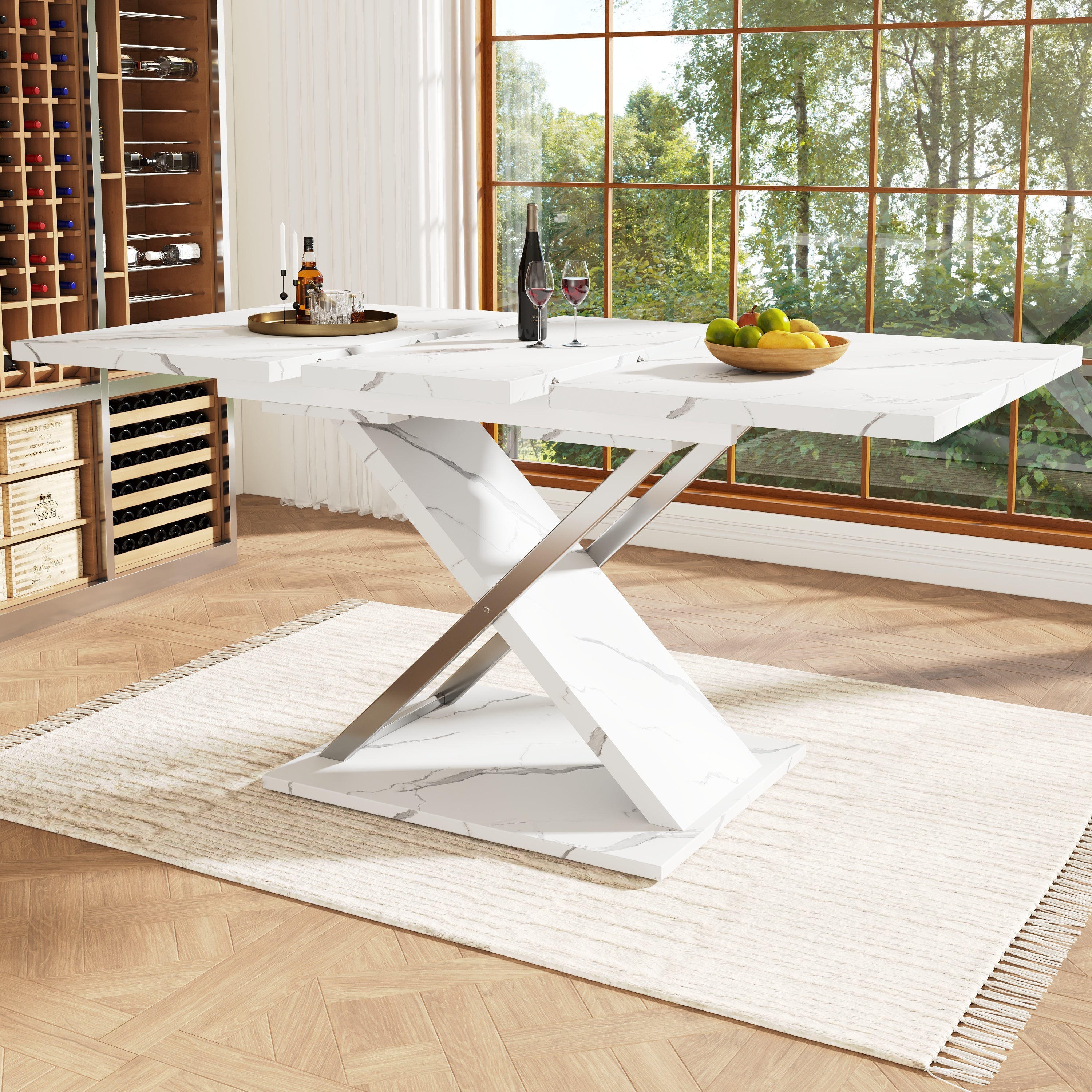 Logidon Uitschuifbare eettafel wit 118-157 cm met gekruiste poten