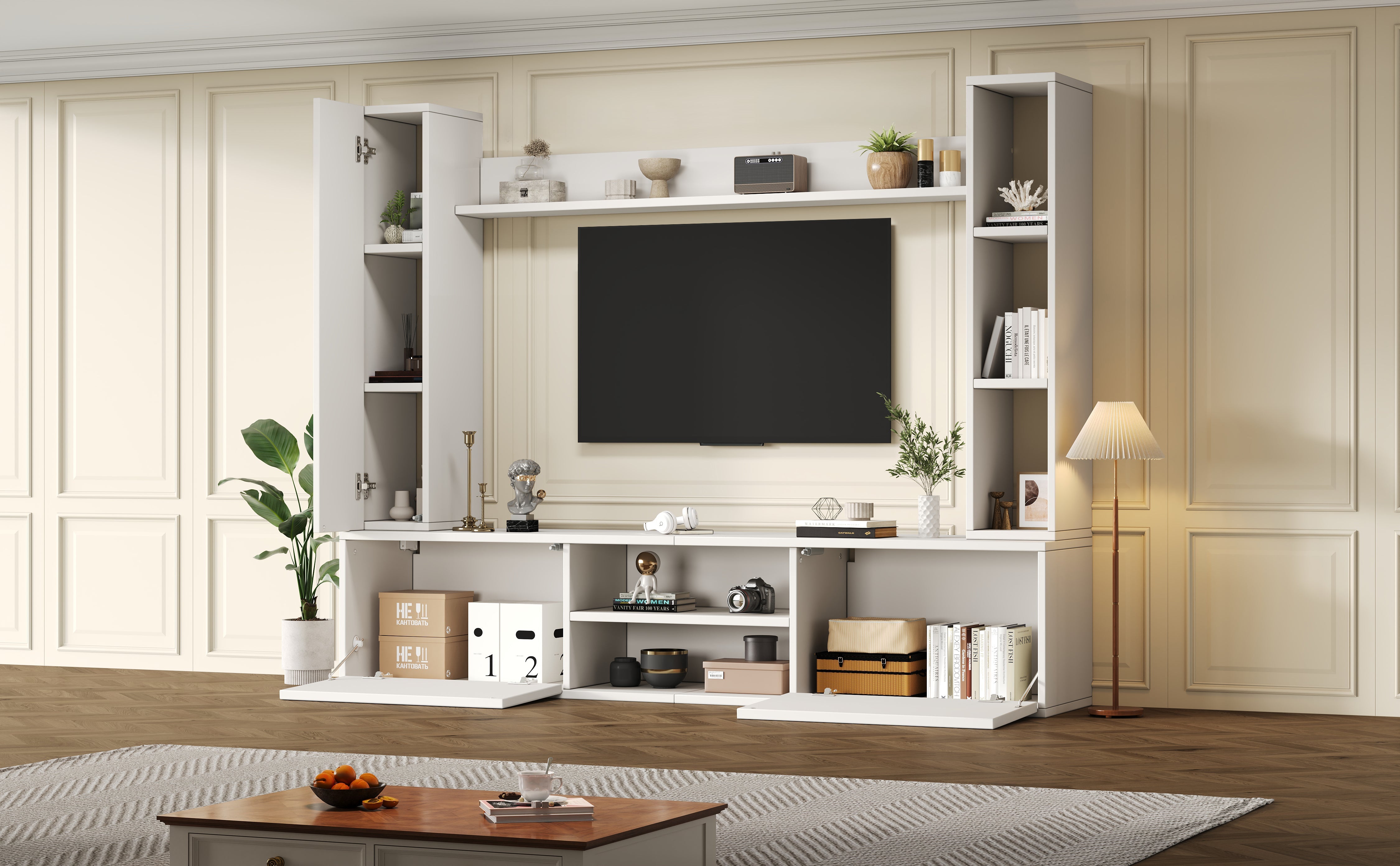 Logidon TV wandmeubel wit 180x35x33,5 cm compleet 4 delen