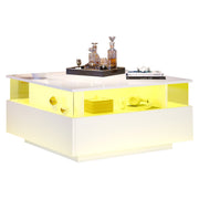Logidon witte hoogglans salontafel 70x70x41 cm met LED-verlichting