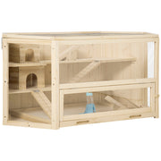 Logidon kleine dierenkooi naturel hout 115x60x55 cm met helling en wip