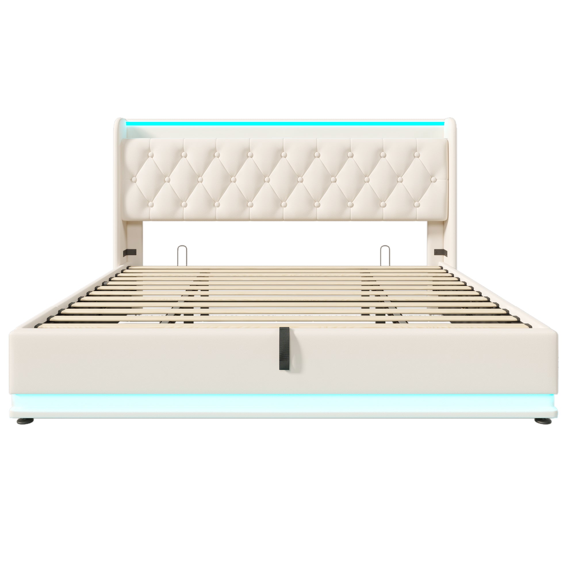 Logidon gestoffeerd bed tweepersoonsbed 180x200 cm wit PU, 360 surround LED