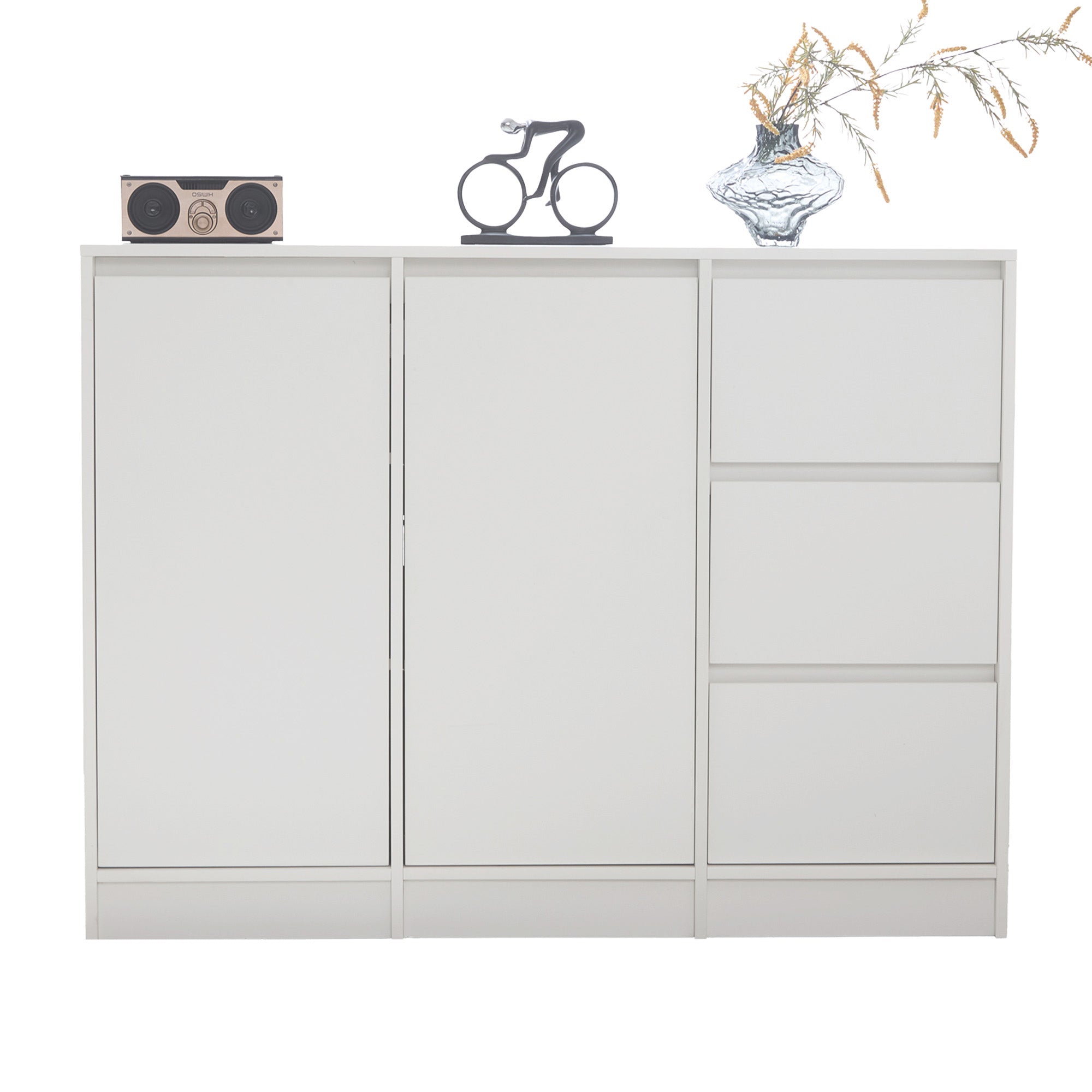 Logidon Modern Sideboard White 120x90x35 cm 2 Doors 3 Drawers