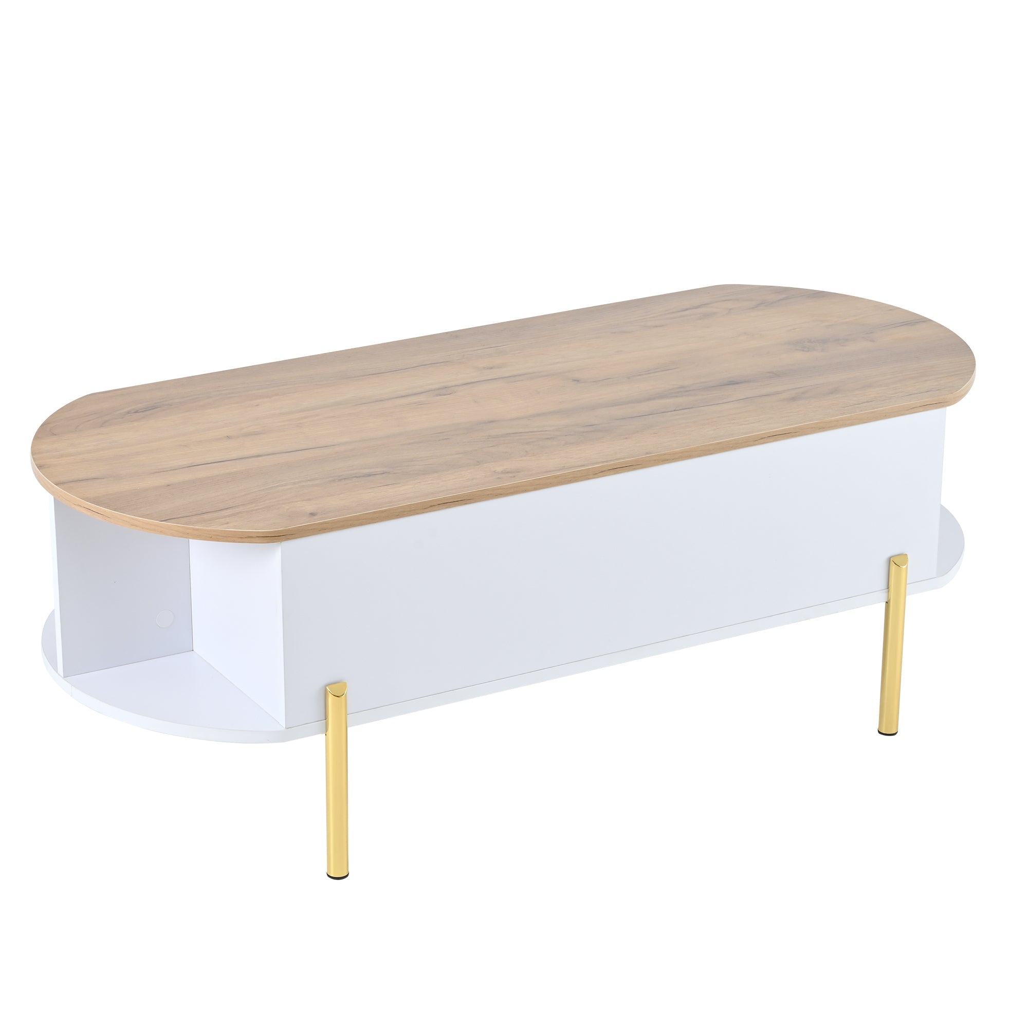 Logidon Verstelbare Salontafel 120x50x43 cm Met Opbergruimte Wit Hout