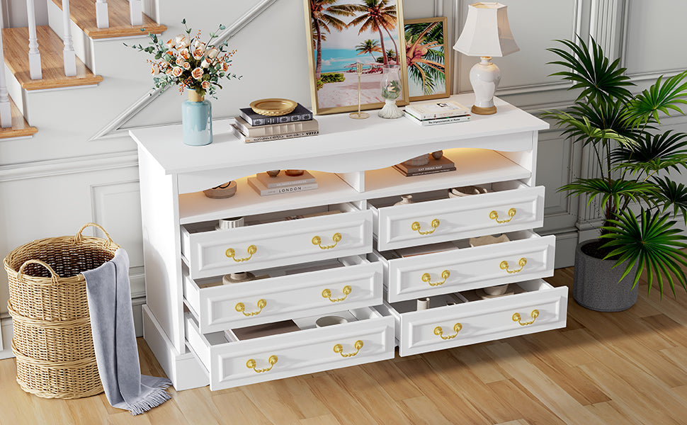 Logidon Dressoir 120x40x70 met LED-licht en halfopen opbergruimte Wit