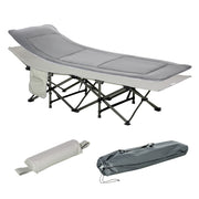 Logidon opklapbaar campingbedje met kussen lichtgrijs 188x64x53 cm
