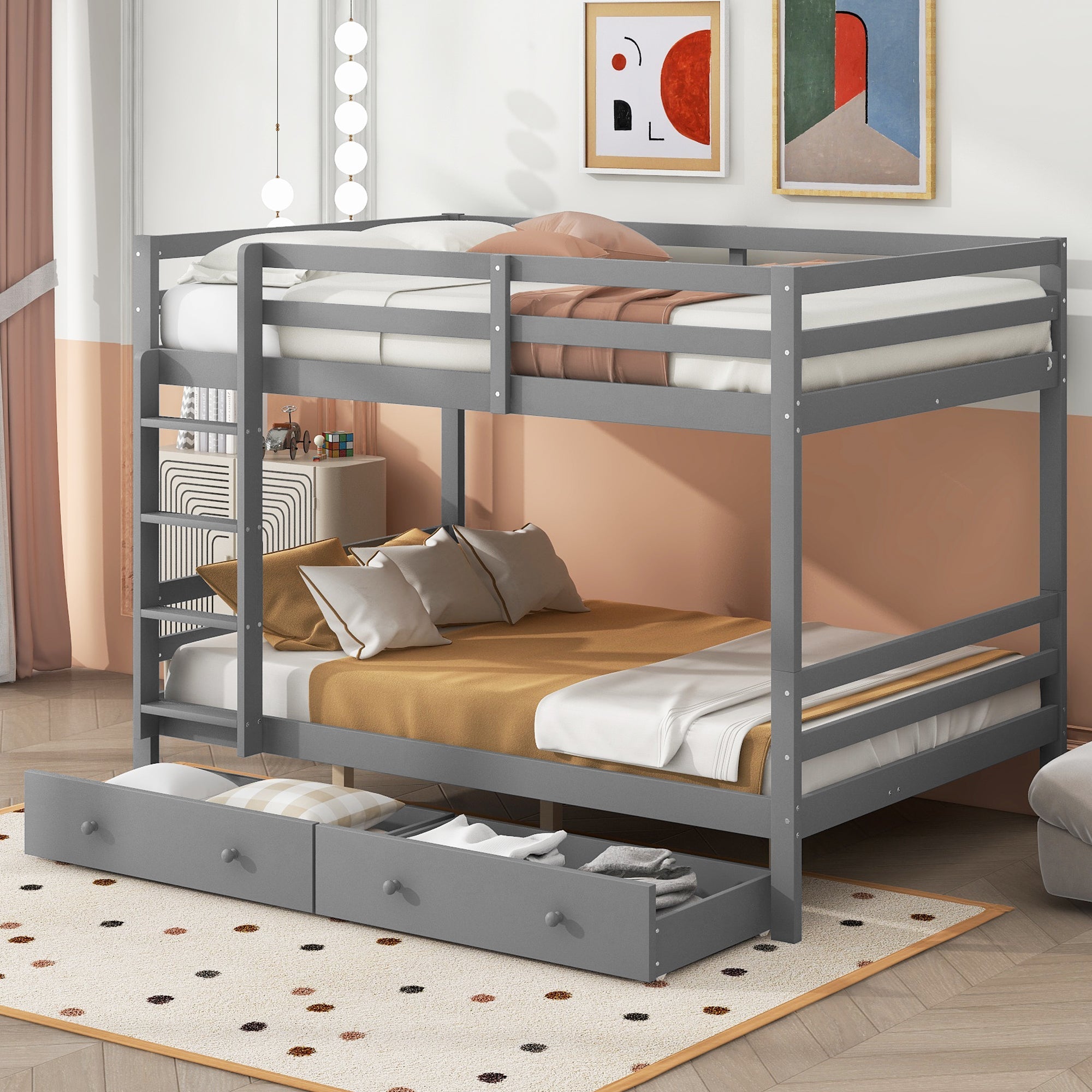 Logidon stapelbed 140x200 cm grijs met opbergruimte en lades