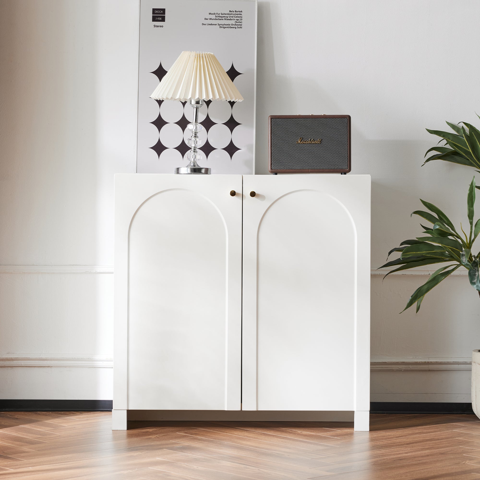 Logidon sideboard cream white 80x40x80 cm two doors highboard