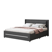 Logidon gestoffeerd bed 180x200 met LED verlichting en 4 opbergvakken grijs