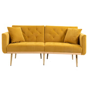 Logidon Luxe 3-zits designbank mosterdgeel fluweel slaapbank 3 posities