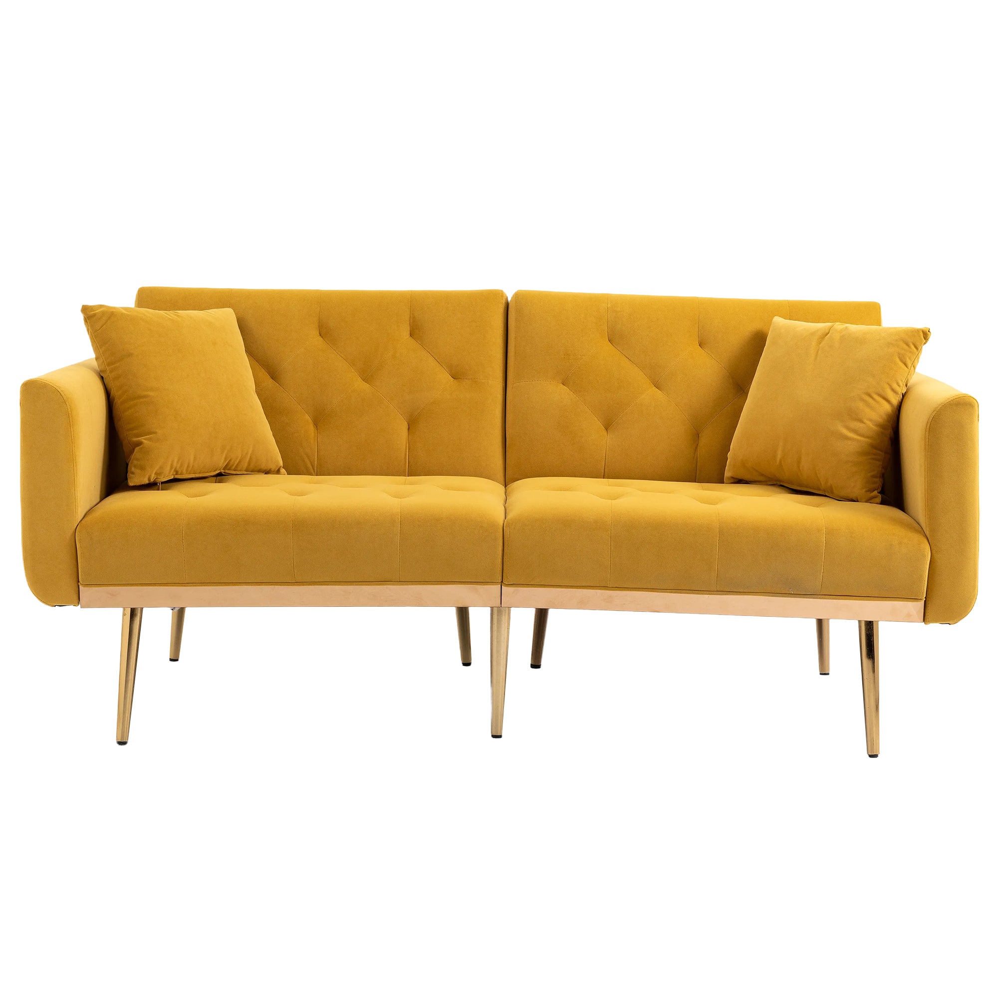 Logidon Luxe 3-zits designbank mosterdgeel fluweel slaapbank 3 posities