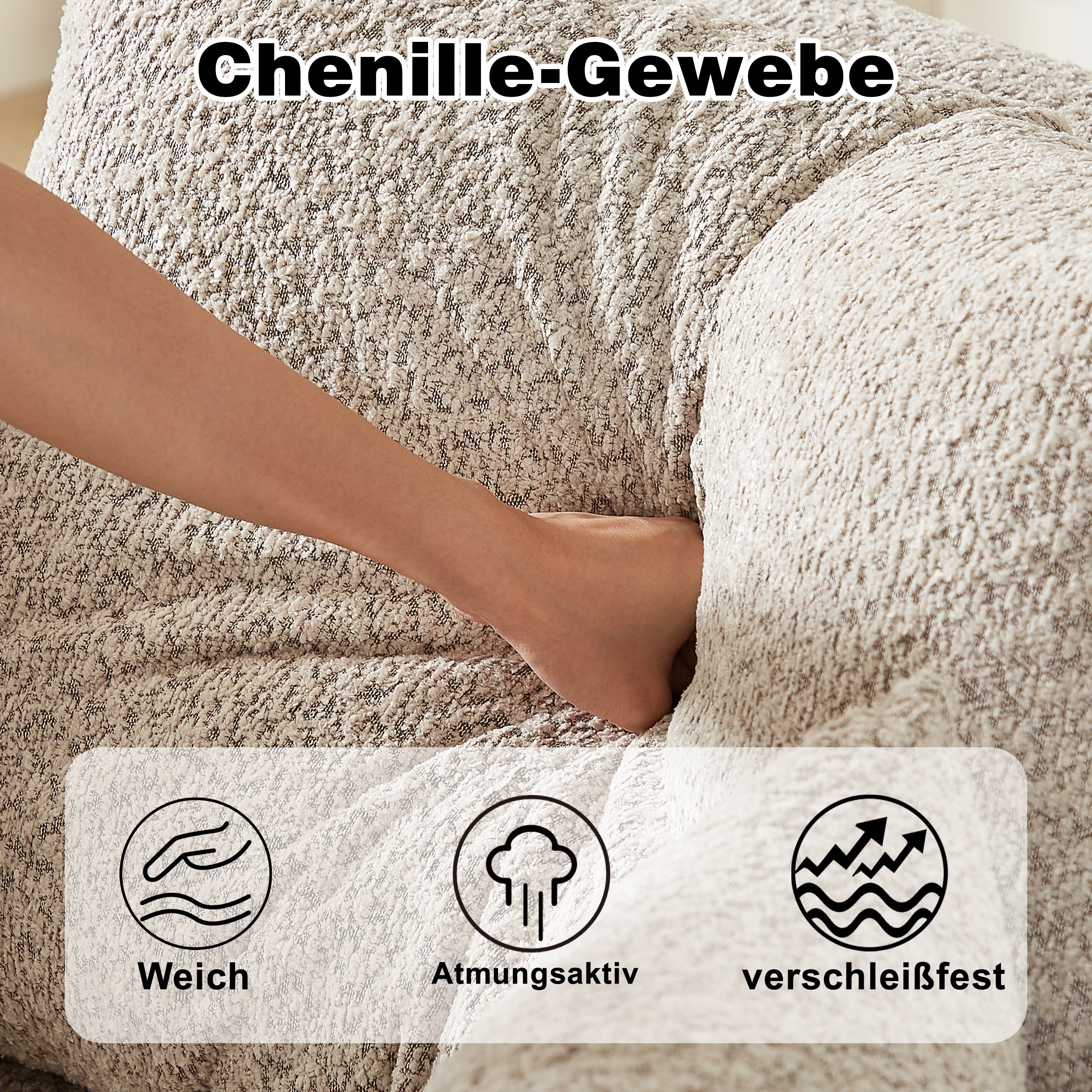 Logidon Modulair Chenille Sofa 3-zits Hoekbank Ligstoel Beige