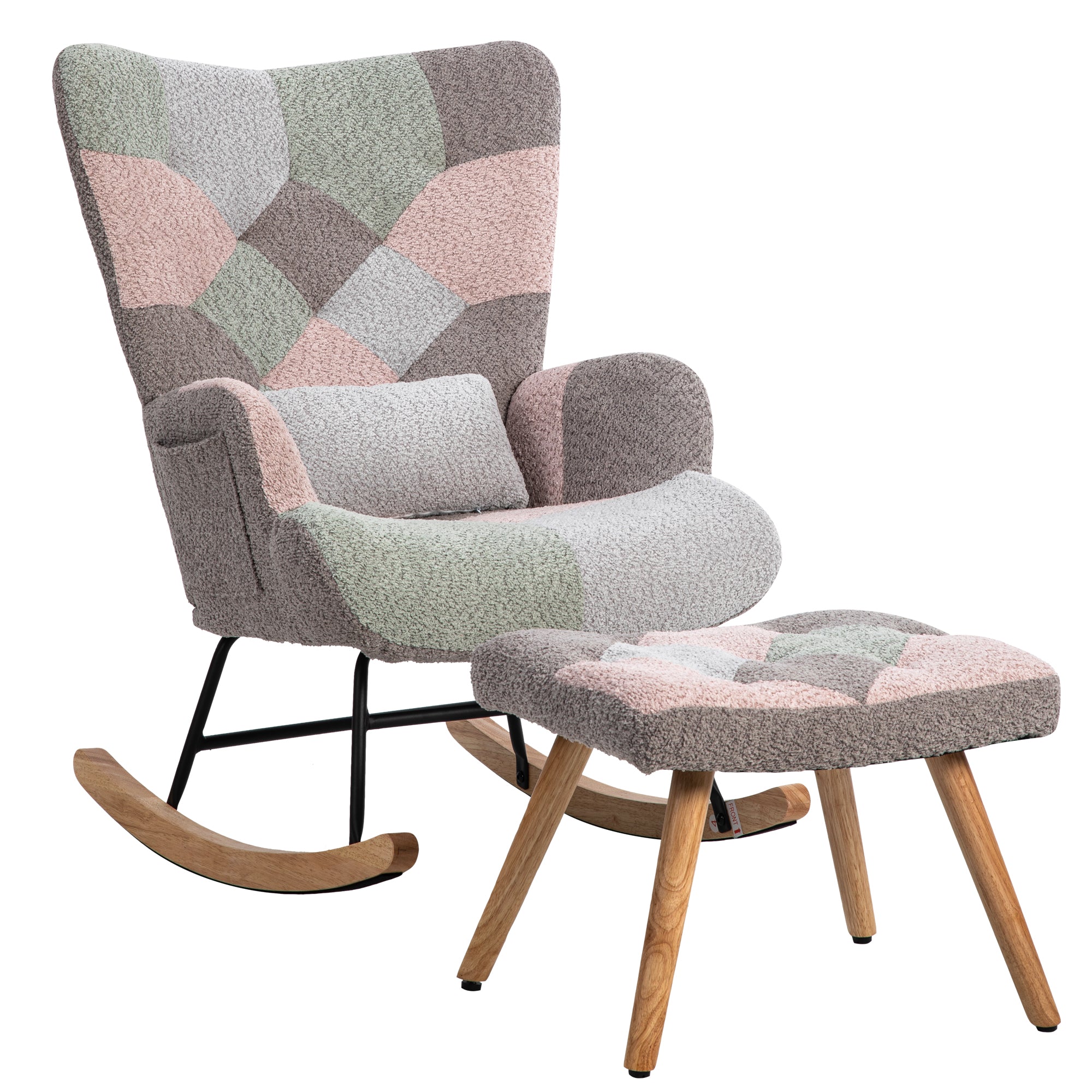 Logidon Velvet schommelstoel veelkleurig 93 cm hoogte met voetsteun