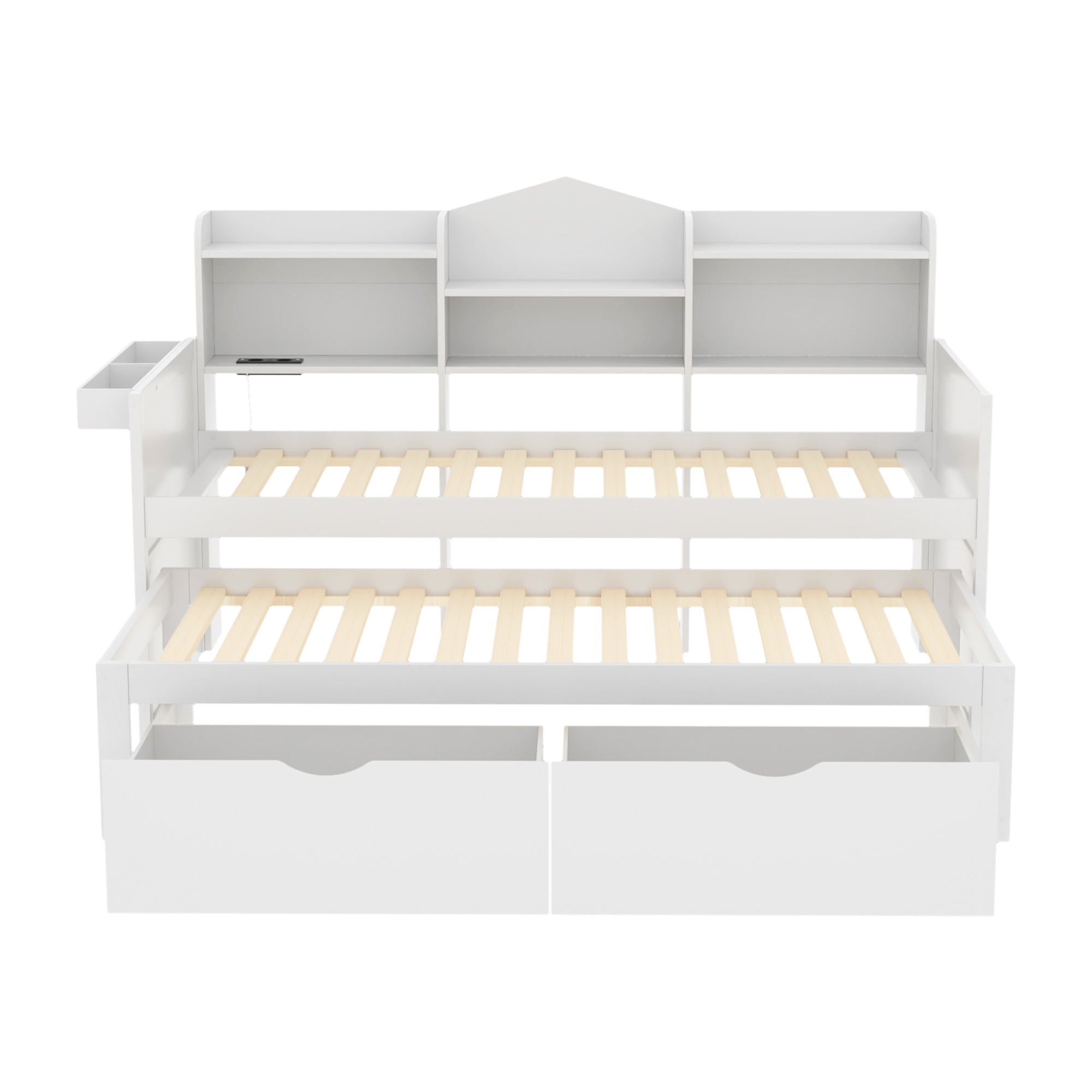 Logidon slaapbank 90x200 wit uitschuifbaar bed 90x190 twee laden