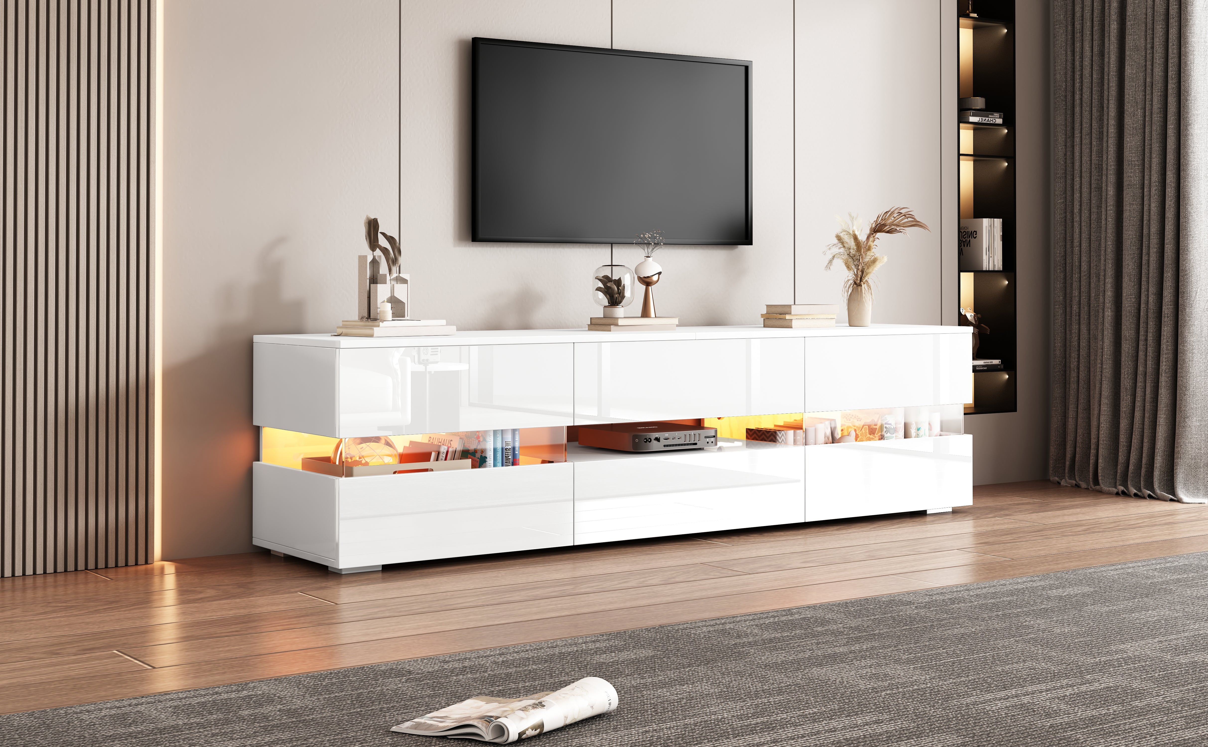 Logidon Wit hoogglans TV-meubel LED-verlichting 160x39x45 cm