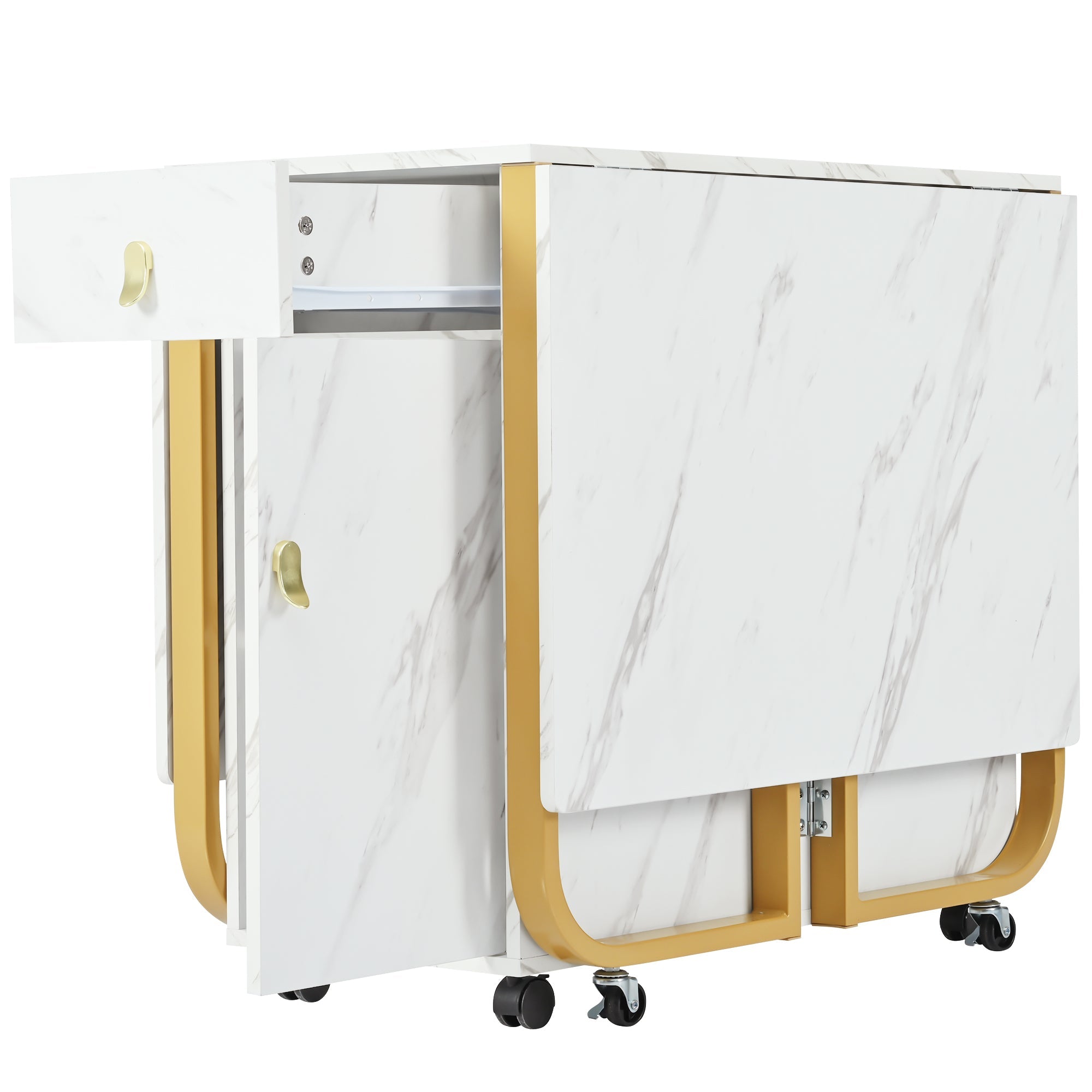 Logidon opklapbare eettafel wit 150 cm met kast en 2 lades