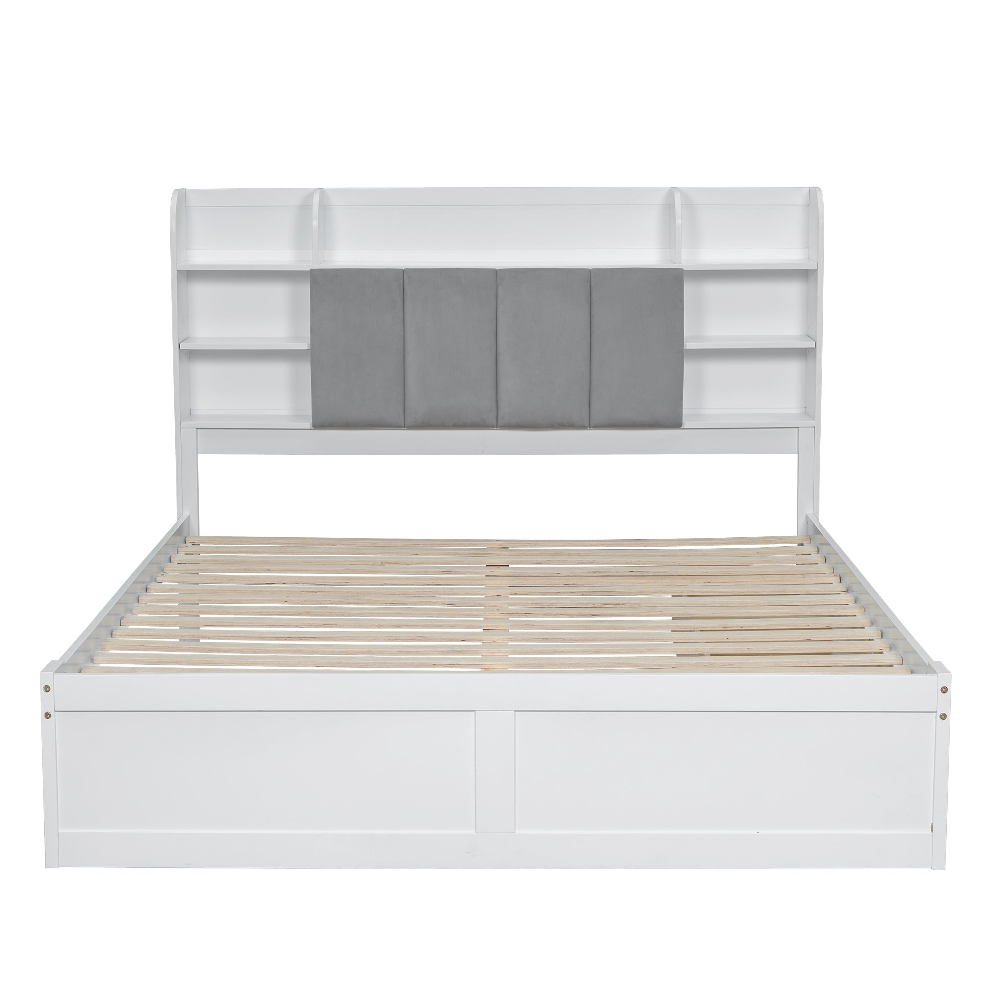 Logidon tweepersoonsbed 160x200 witgrijs, open plank en drie lades