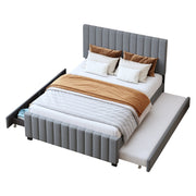 Logidon gestoffeerd bed 140x190 cm uitschuifbaar bed twee laden grijs fluweel