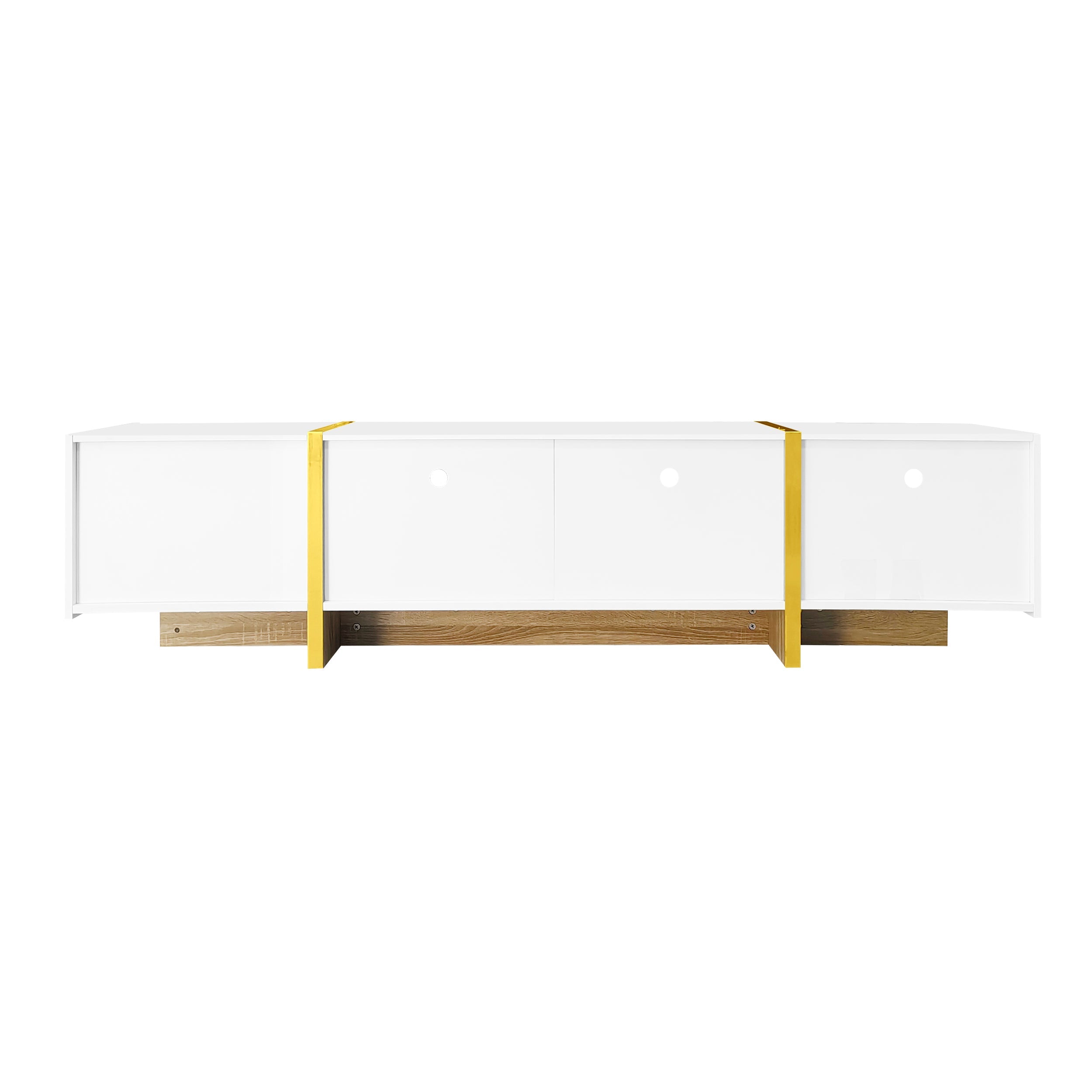 Logidon TV-meubel 190 cm wit goud houtnerf 3 deuren 2 lades