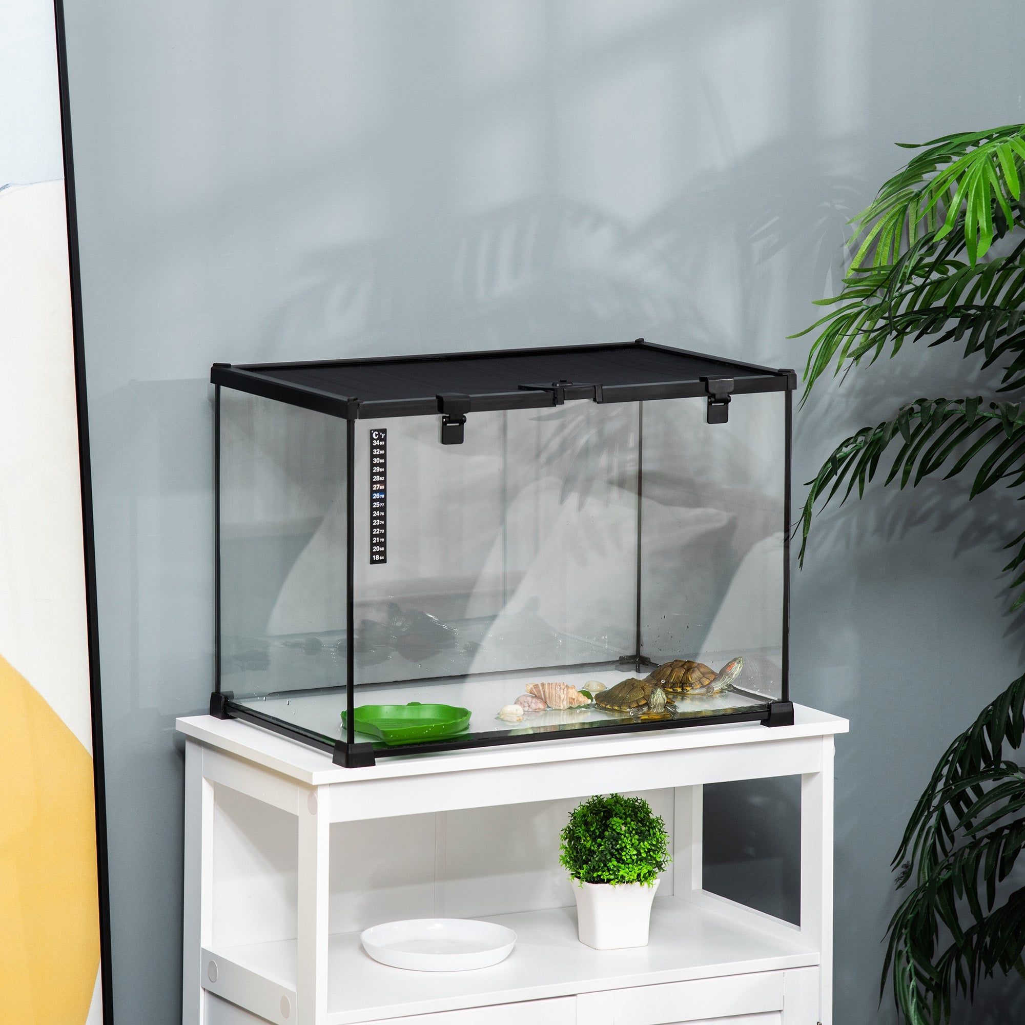 Logidon glazen terrarium 50x30x35 cm met voederopening zwart