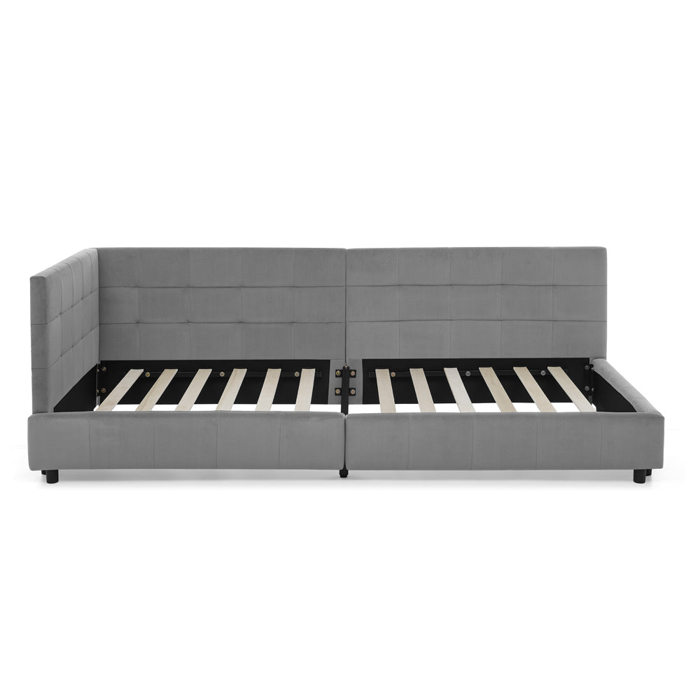Logidon single bed 90x200 cm velvet dark gray high back