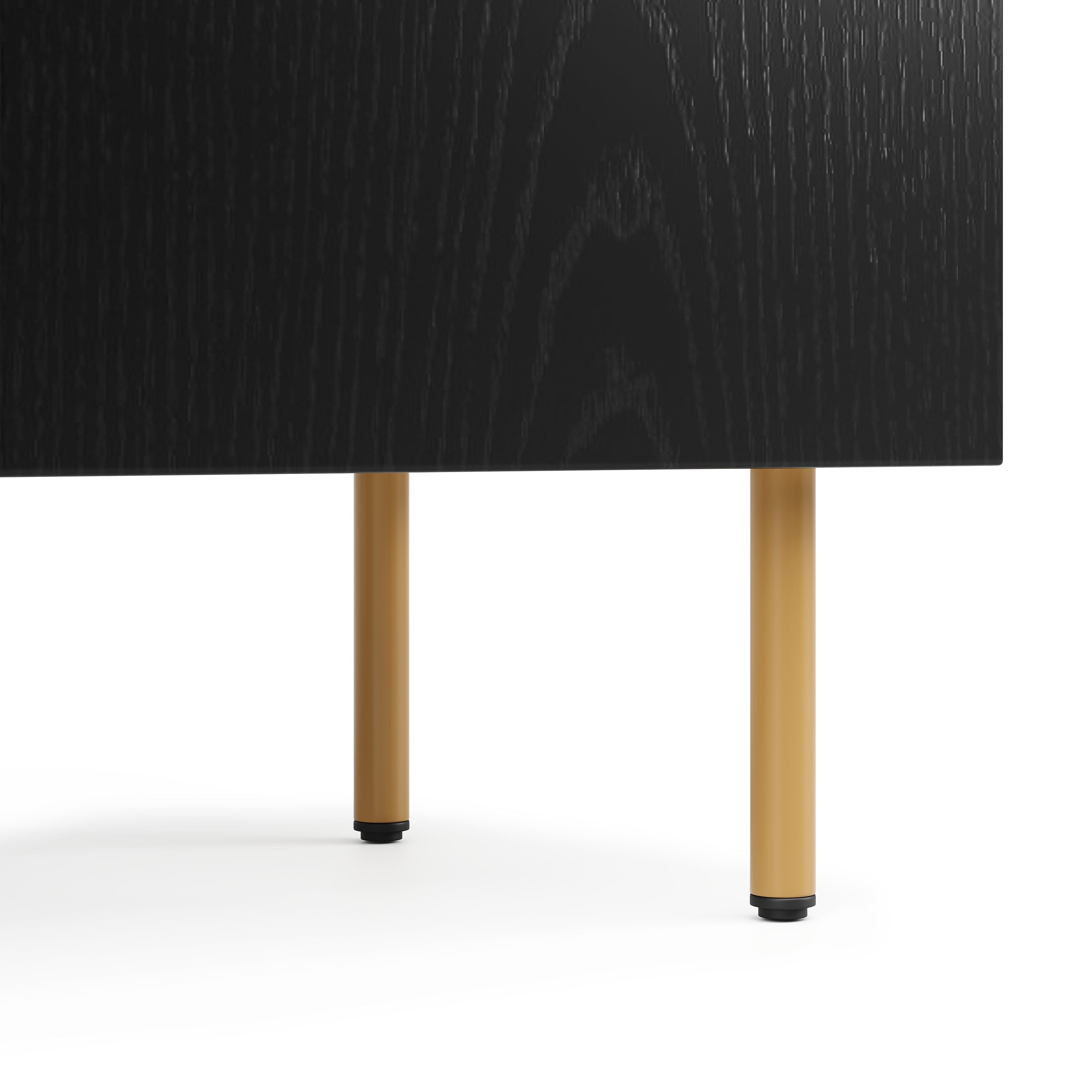 Logidon Dressoir Zwart Glazen Blad En Metalen Poten 120x40x77.5