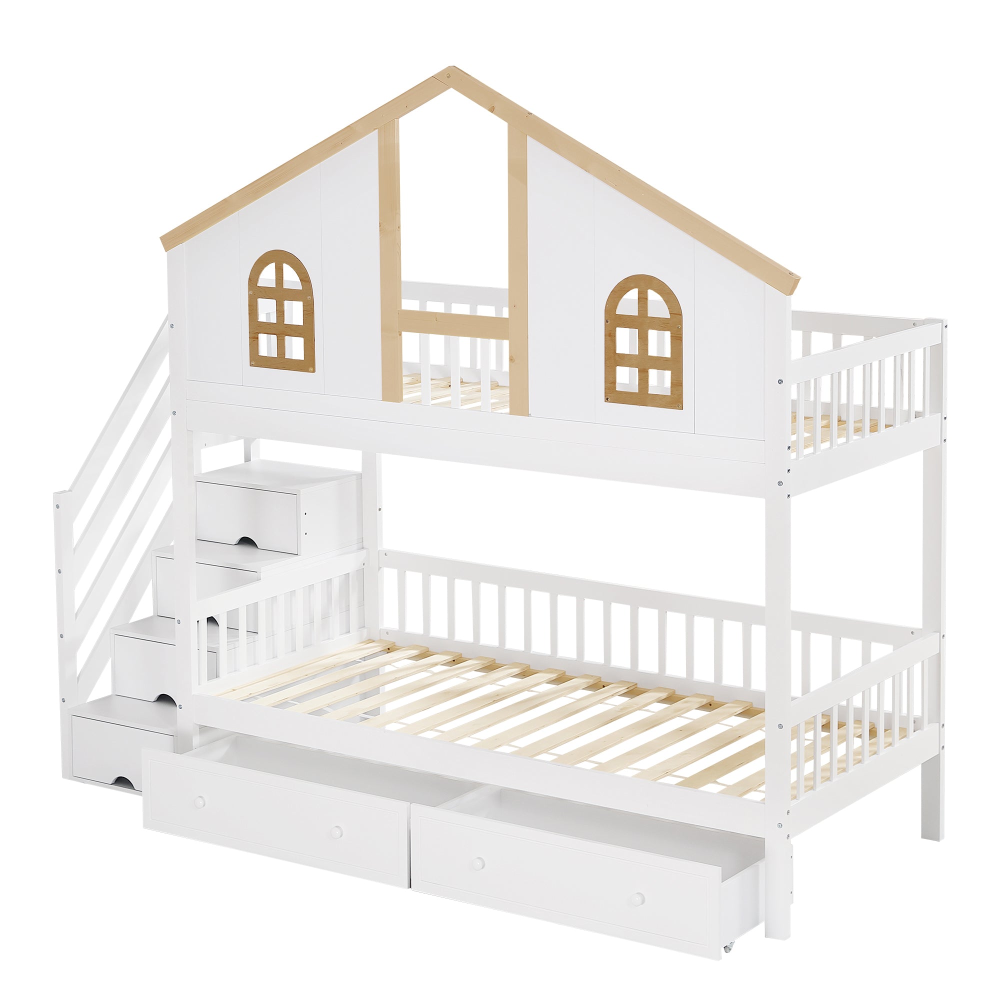 Logidon stapelbed kinderbed wit naturel 90x200 cm met raam
