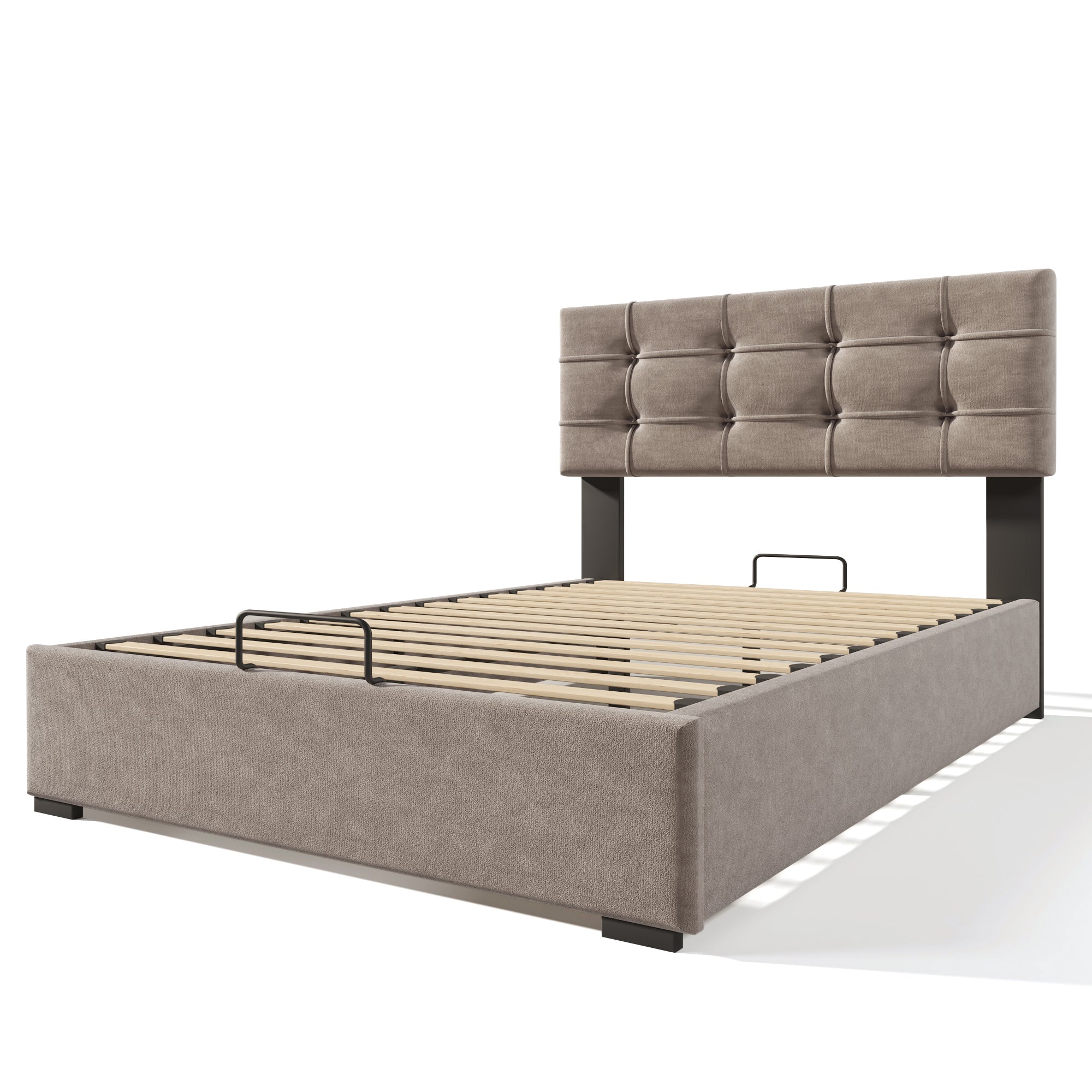 Logidon hydraulisch gestoffeerd bed 140x200 cm, verstelbaar hoofdeinde, lichtgrijs