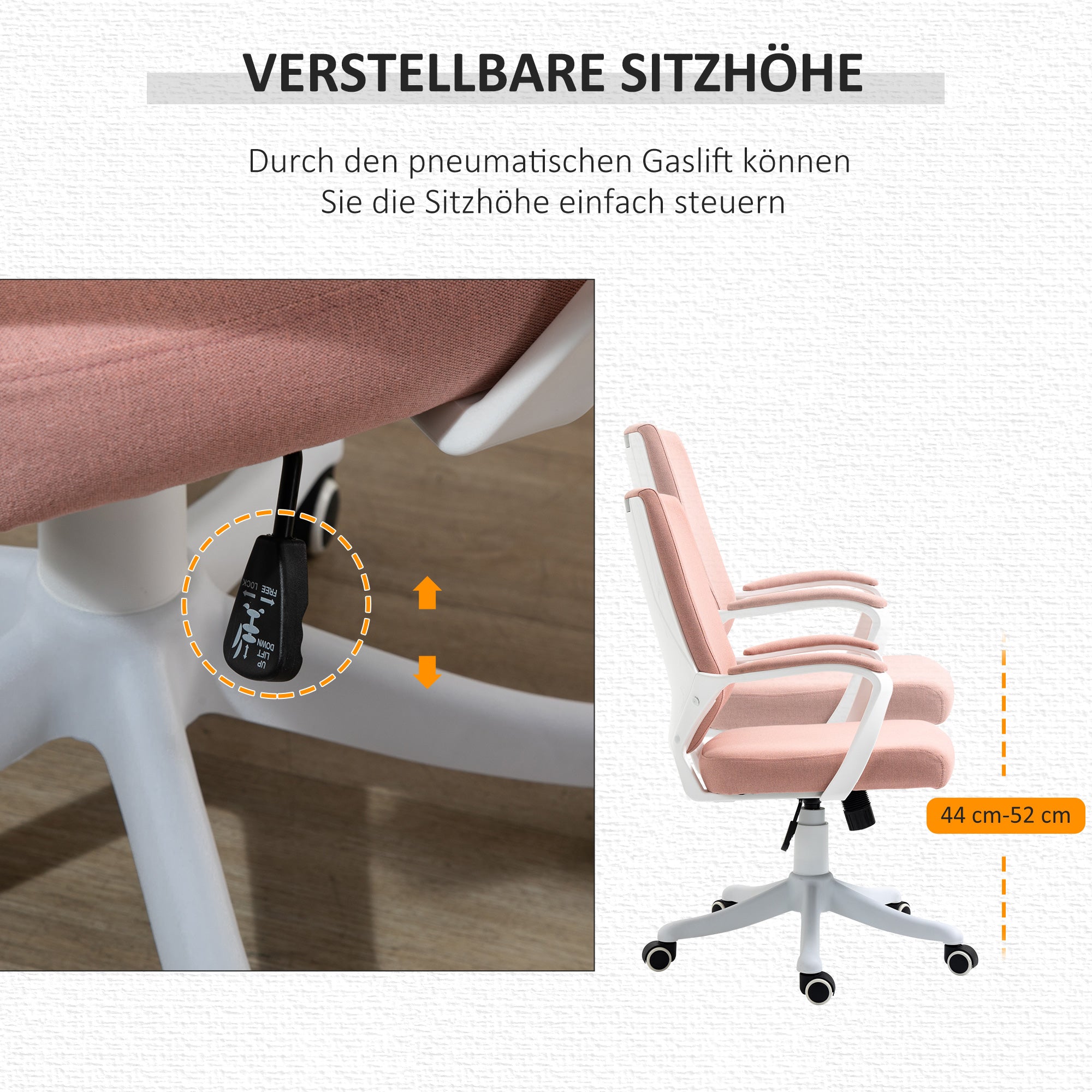 Logidon Vinsetto office chair pink with lumbar support rocker function