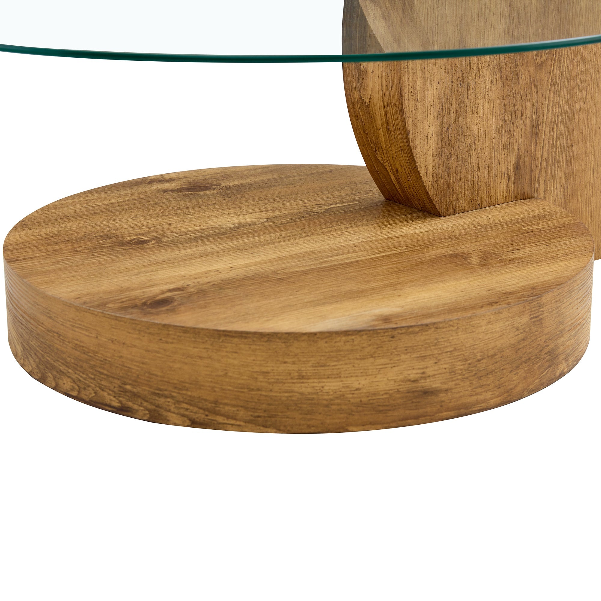Logidon Moderne Glazen Salontafel Houtstructuur Meerlaags Design MDF 90x70cm
